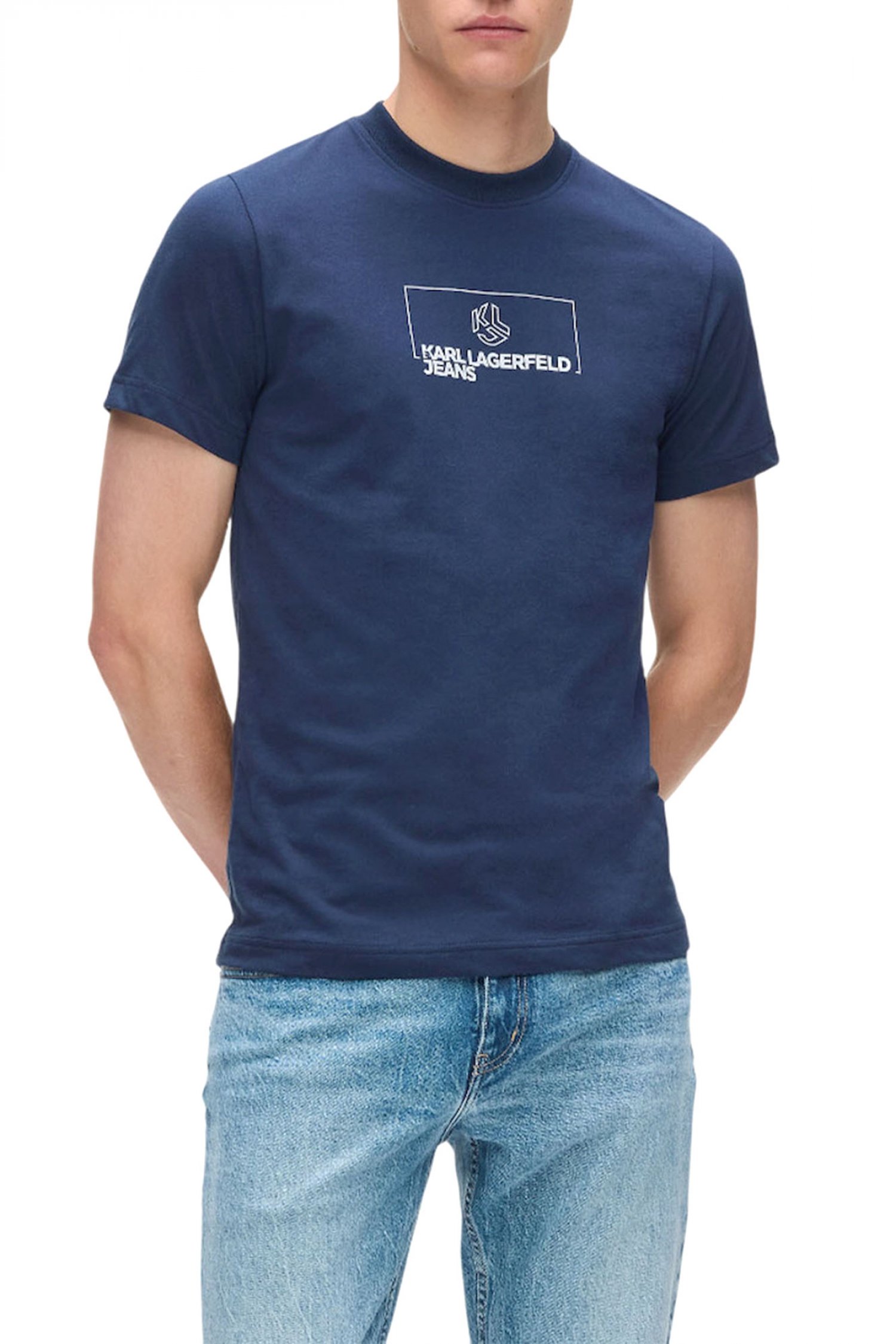 KARL LAGERFELD JEANS T-SHIRT SLIM FIT OUTLINE LOGO TEE ΜΠΛΕ