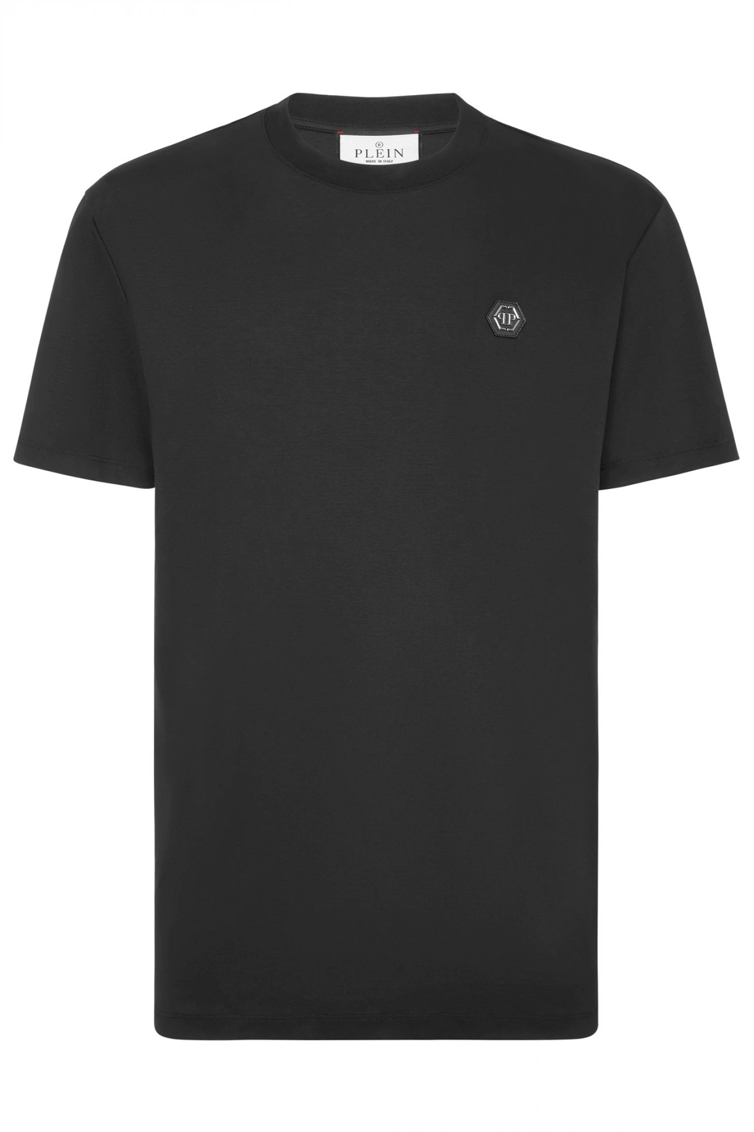 PHILIPP PLEIN T-SHIRT ROUND NECK HEXAGON ΜΑΥΡΟ