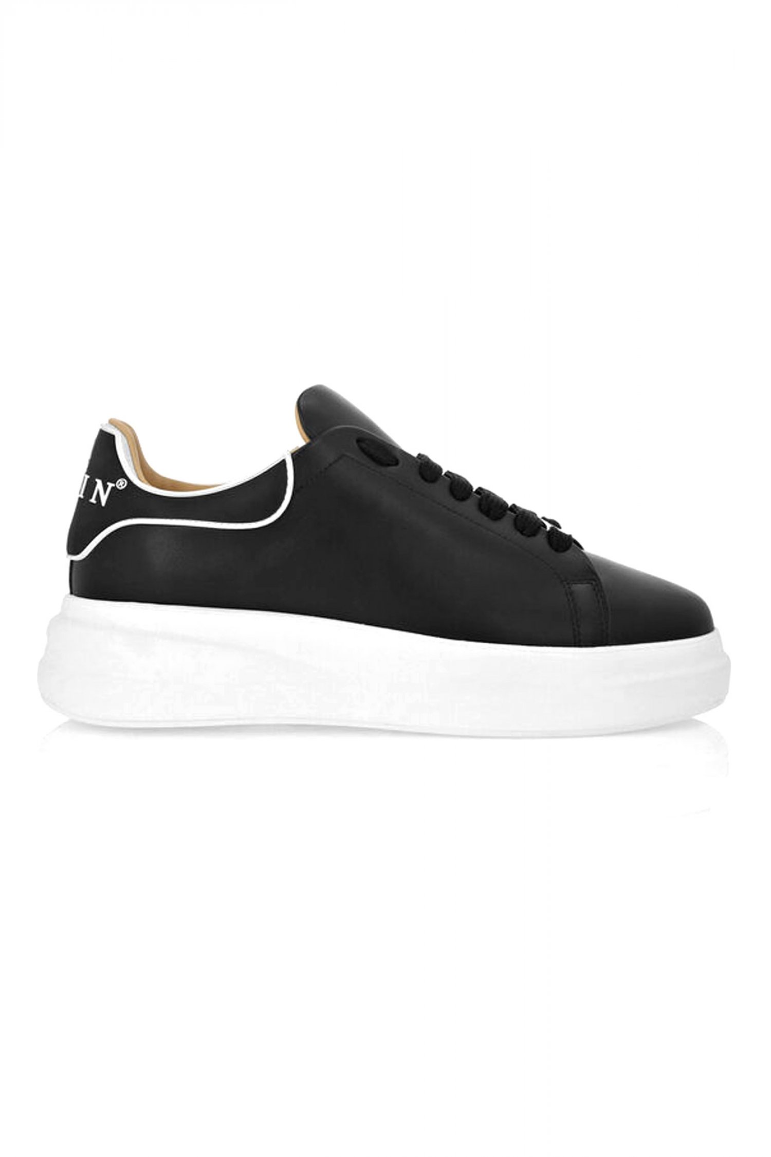 PHILIPP PLEIN ΠΑΠΟΥΤΣΙΑ SNEAKERS LEATHER LO-TOP ΜΑΥΡΟ-ΛΕΥΚΟ