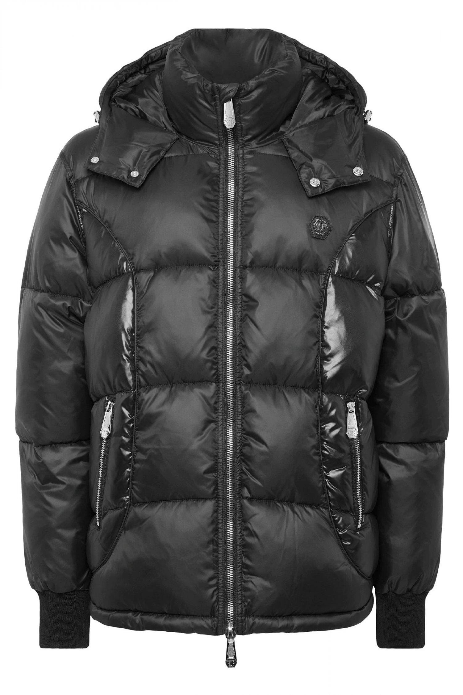 PHILIPP PLEIN ΜΠΟΥΦΑΝ PUFFER SHORT LOGO ΜΑΥΡΟ