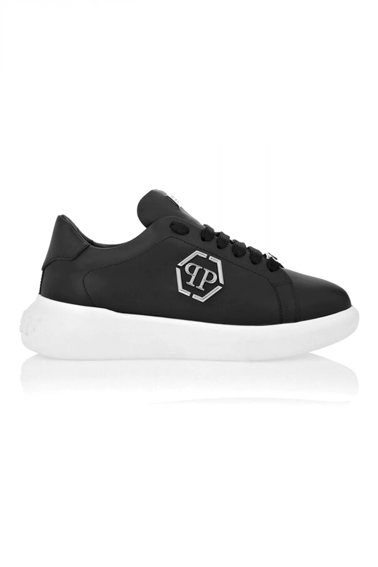 PHILIPP PLEIN ΠΑΠΟΥΤΣΙΑ SNEAKERS NEW BASIC HEXAGON ΜΑΥΡΟ-ΛΕΥΚΟ