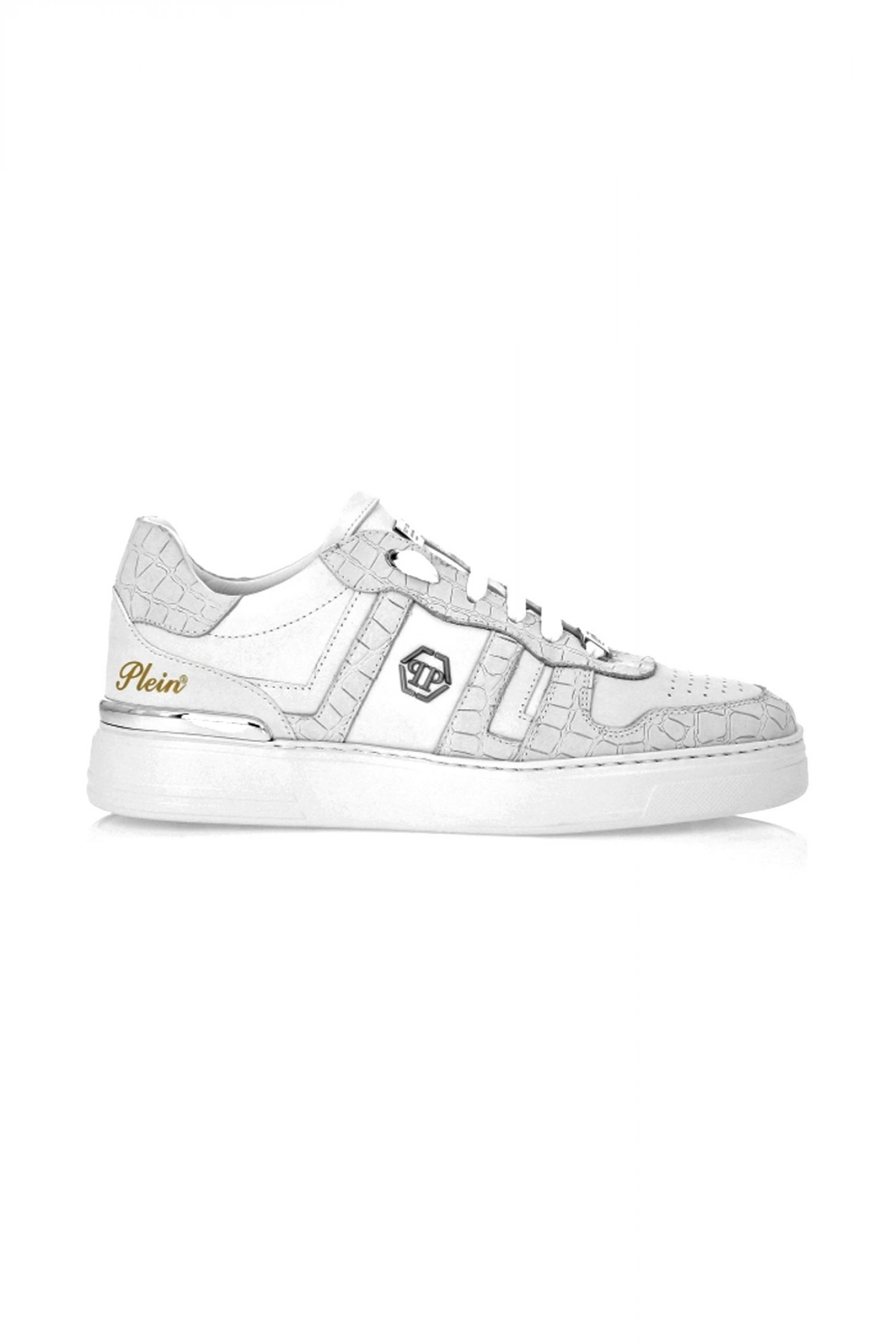 PHILIPP PLEIN ΠΑΠΟΥΤΣΙΑ SNEAKERS NUBUCK LOW TOP SNEAKERS COCCO ΛΕΥΚΟ