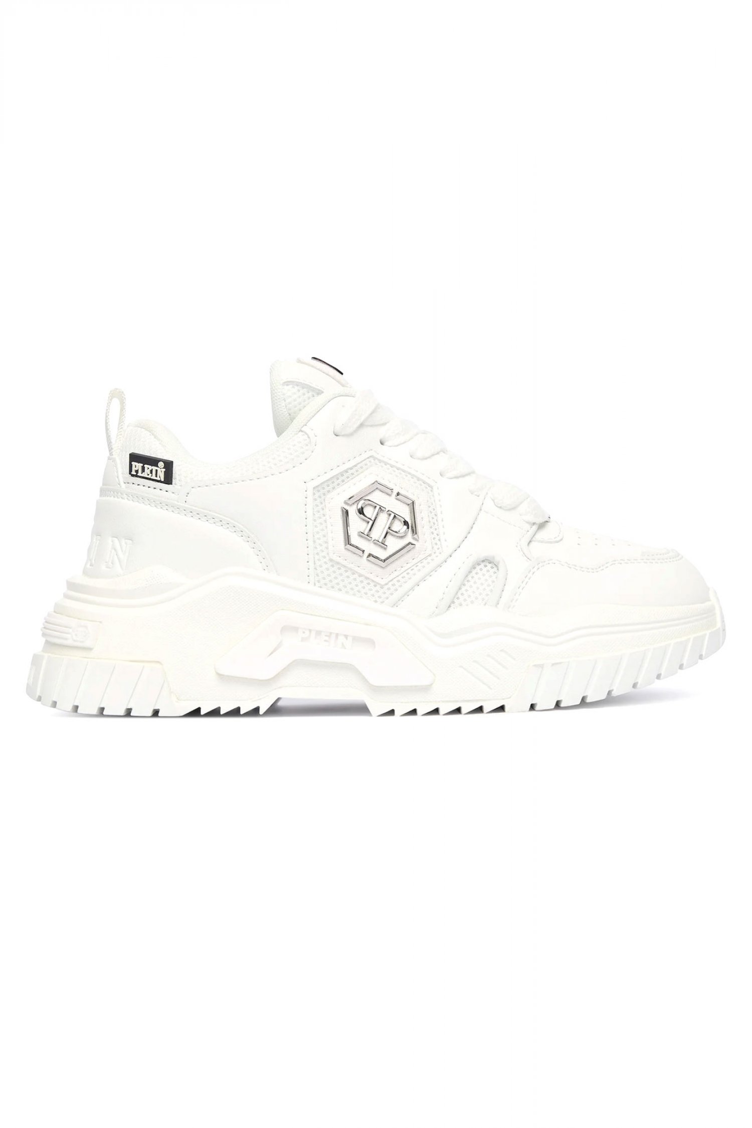 PHILIPP PLEIN ΠΑΠΟΥΤΣΙΑ SNEAKERS PREDATOR HEXAGON PP ΛΕΥΚΟ