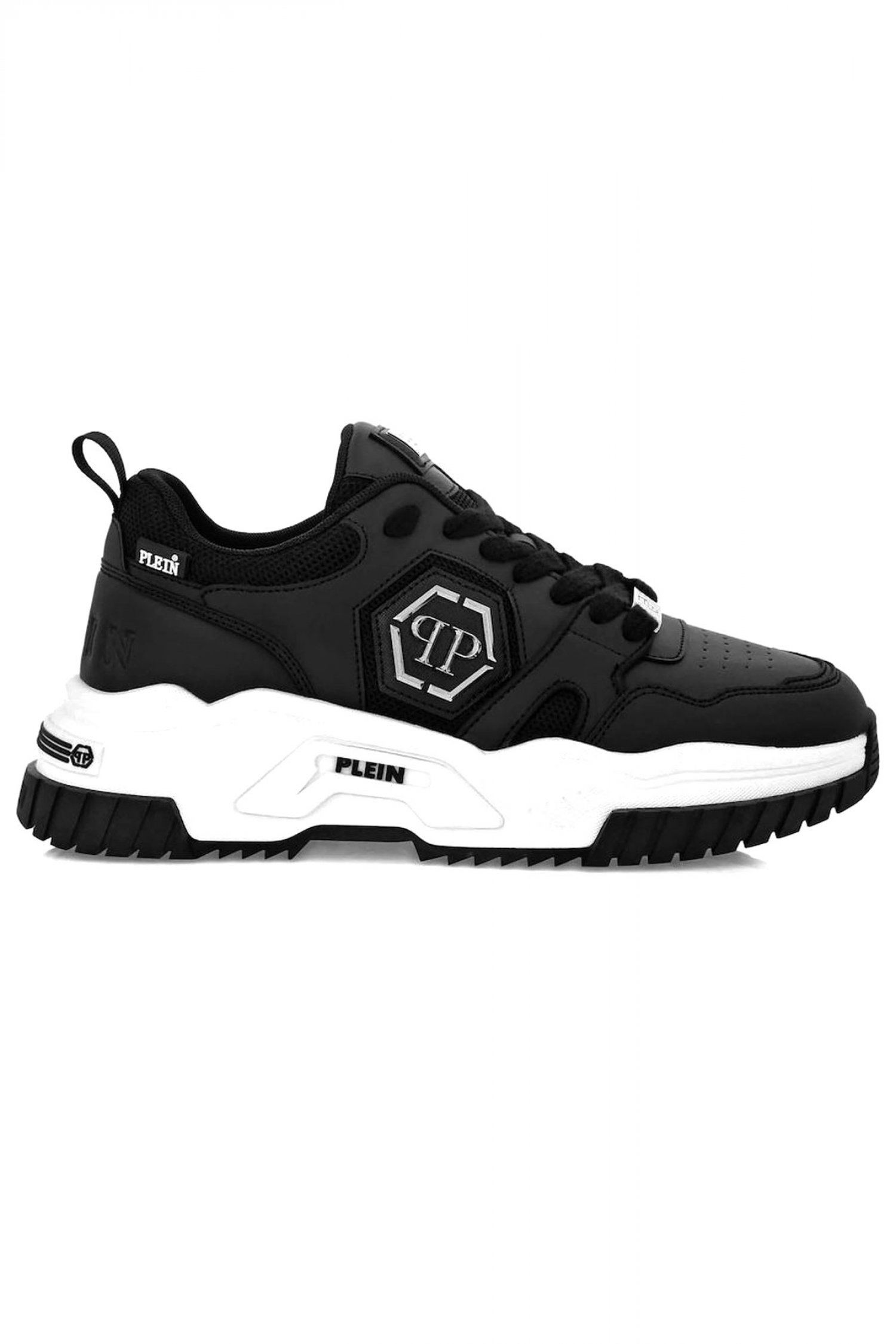 PHILIPP PLEIN ΠΑΠΟΥΤΣΙΑ SNEAKERS PREDATOR HEXAGON PP ΜΑΥΡΟ-ΛΕΥΚΟ