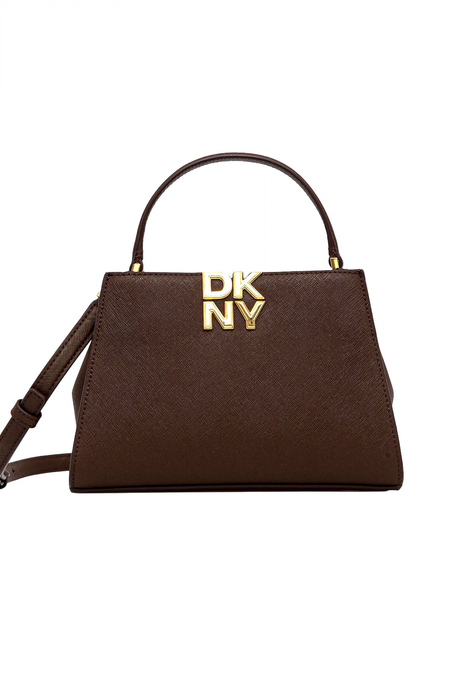 DKNY ΤΣΑΝΤΑ ΧΕΙΡΟΣ/CROSSBODY FOSTER SATCHELS ΔΕΡΜΑ LOGO ΚΑΦΕ