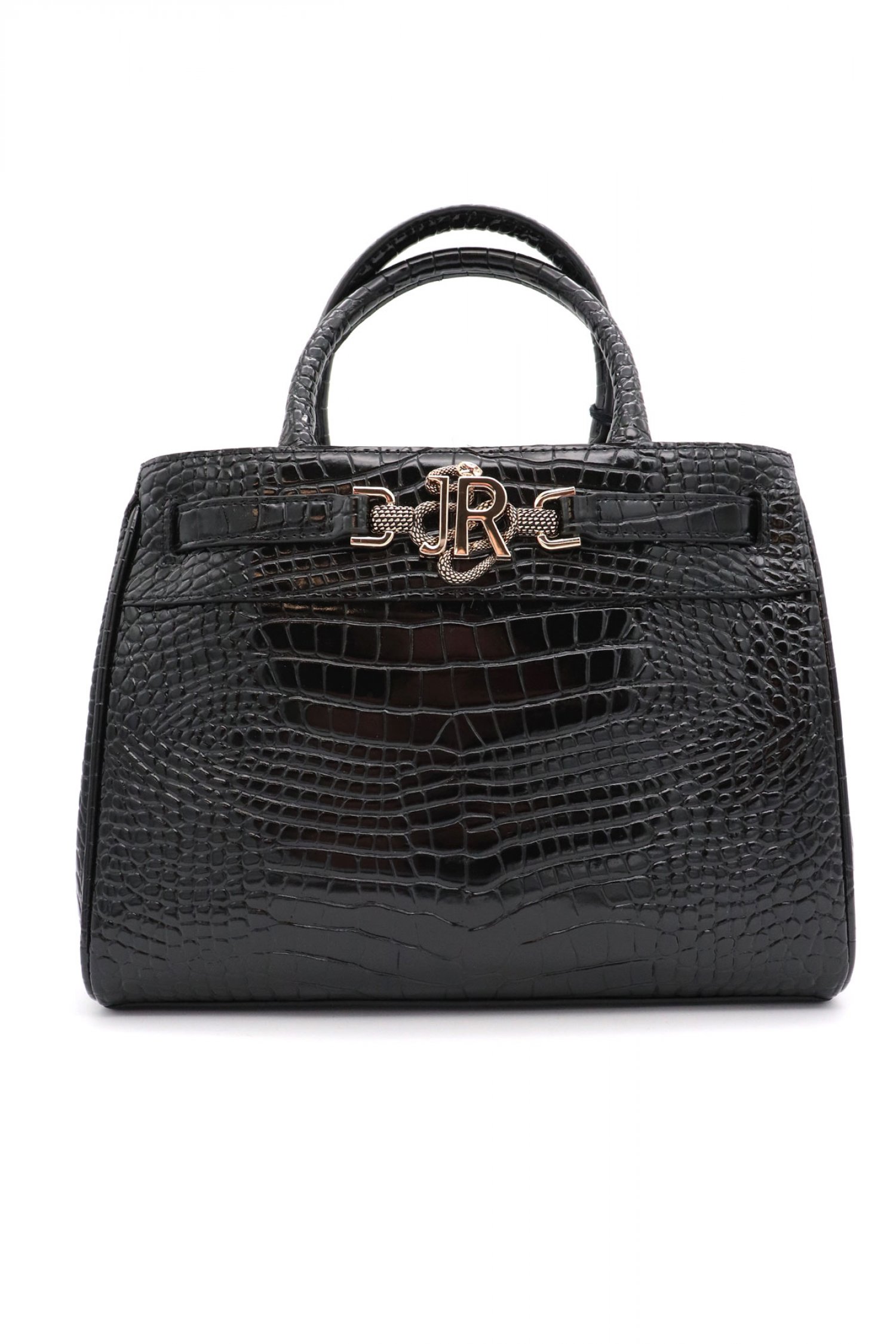 RICHMOND X ΤΣΑΝΤΑ ΧΕΙΡΟΣ TOTE BALANE CROCO SNAKE LOGO ΜΑΥΡΟ