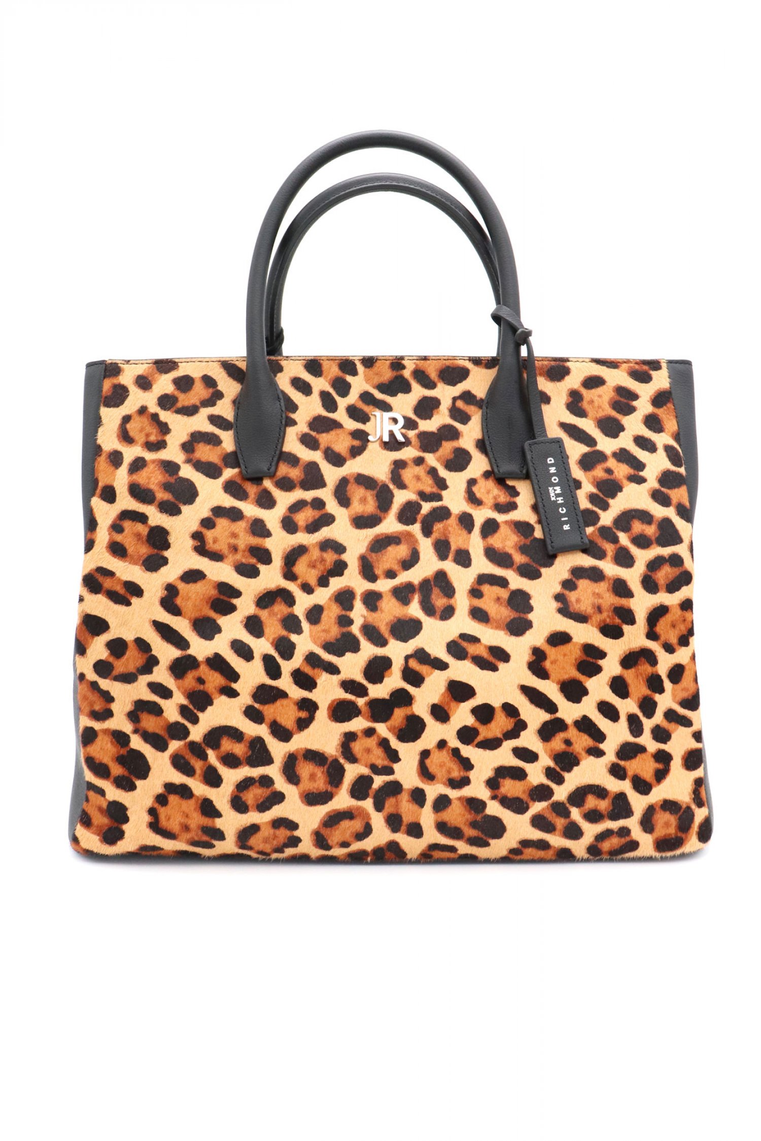 RICHMOND X ΤΣΑΝΤΑ ΩΜΟΥ/CROSS BODY TOTE MACHANA ANIMAL PRINT LOGO ΜΕΤΑΛΛΙΚΟ ΜΑΥΡΟ-ΜΠΕΖ-ΚΑΦΕ