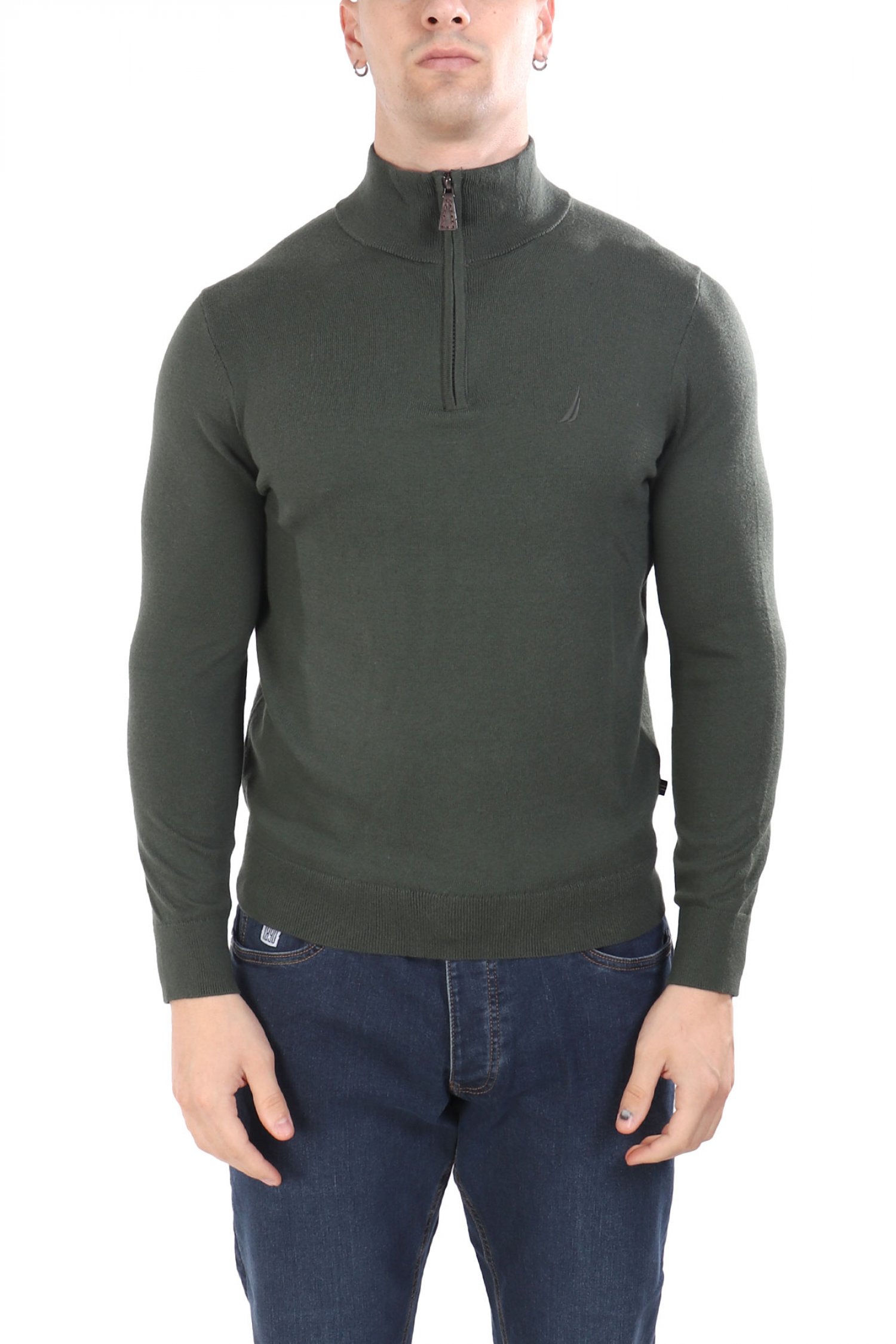 NAUTICA ΠΛΕΚΤΟ HALFZIP LOGO ΠΡΑΣΙΝΟ