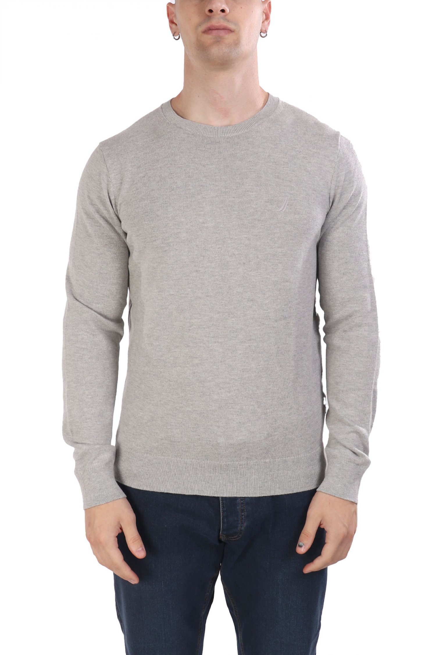 Ανδρικά πουλόβερ με λαιμόκοψη σε γκρι