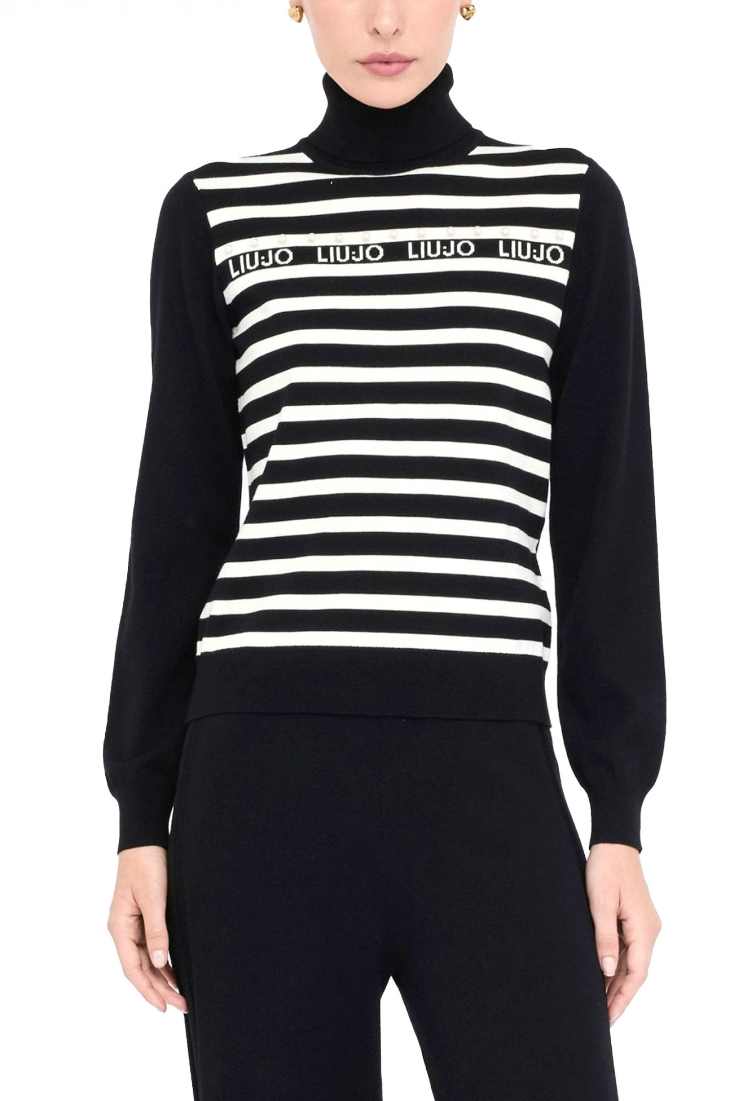 LIU-JO BETTER ΠΛΕΚΤΟ ΖΙΒΑΓΚΟ ΠΕΡΛΑ LOGO ΜΑΥΡΟ