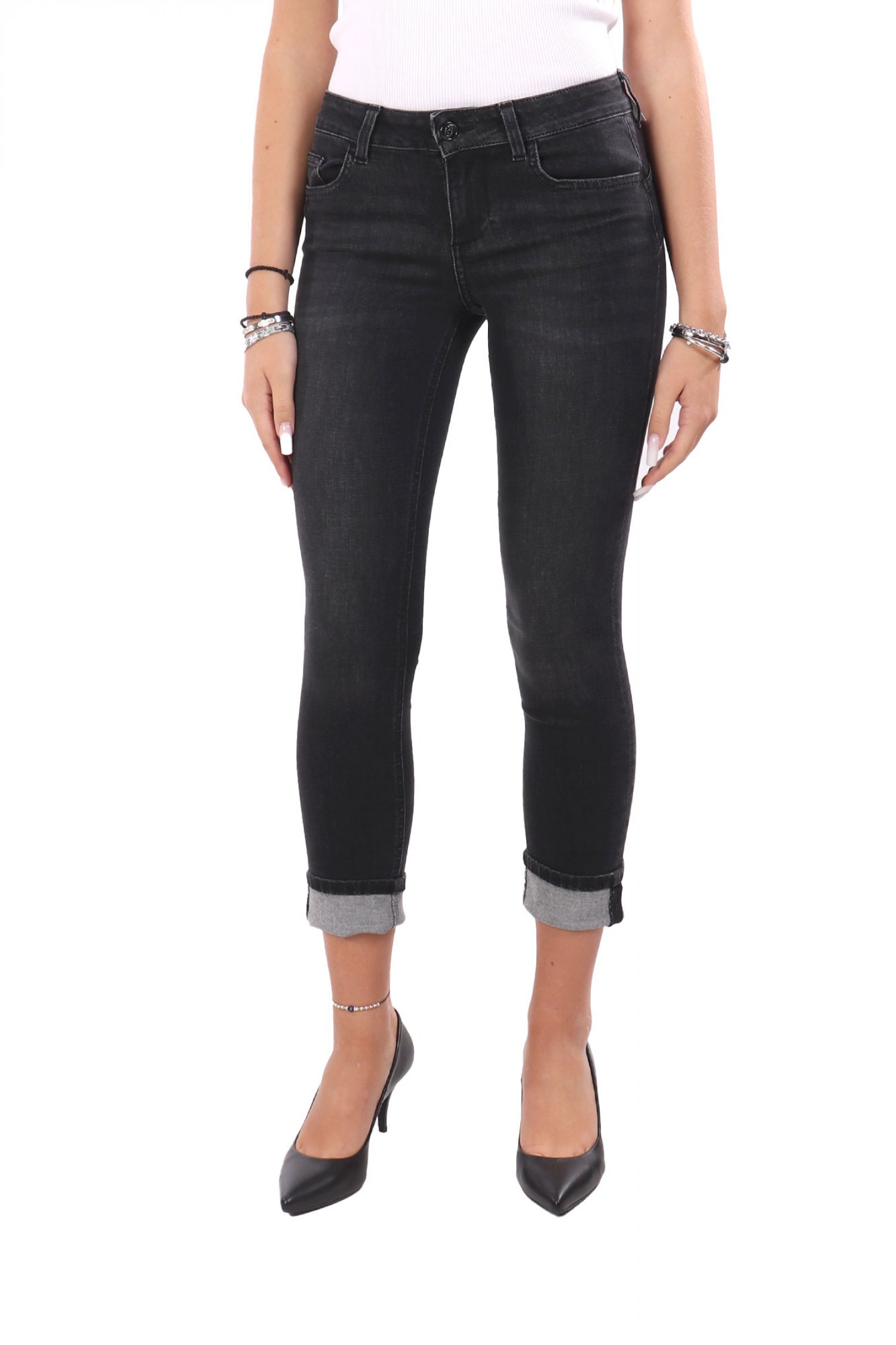 LIU-JO ΠΑΝΤΕΛΟΝΙ JEANS SKINNY BOTTOM UP ΜΑΥΡΟ