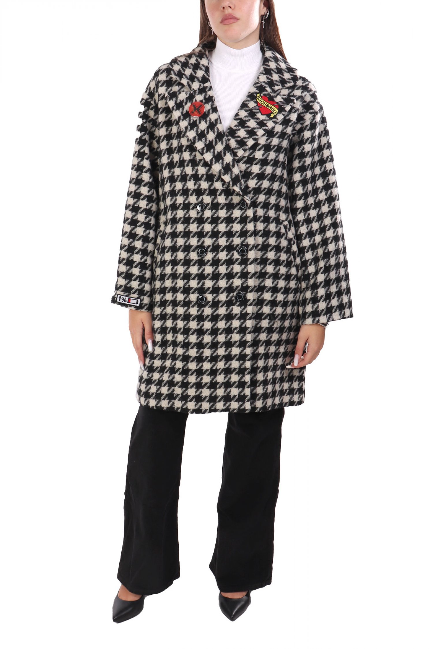 RICHMOND X ΠΑΛΤΟ KAMIL ΣΤΑΥΡΩΤΟ ΑΠΟΣΠΩΜΕΝΗ ΚΟΝΚΑΡΔΑ LOGO ΕΚΡΟΥ-ΜΑΥΡΟ