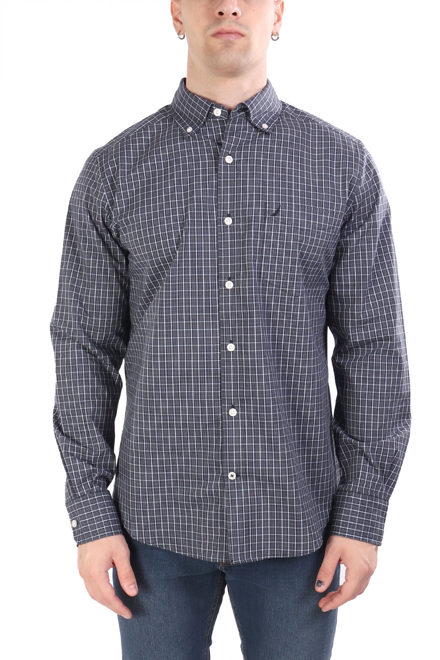 NAUTICA ΠΟΥΚΑΜΙΣΟ BUTTON DOWN ΚΑΡΩ CLASSIC FIT ΜΠΛΕ