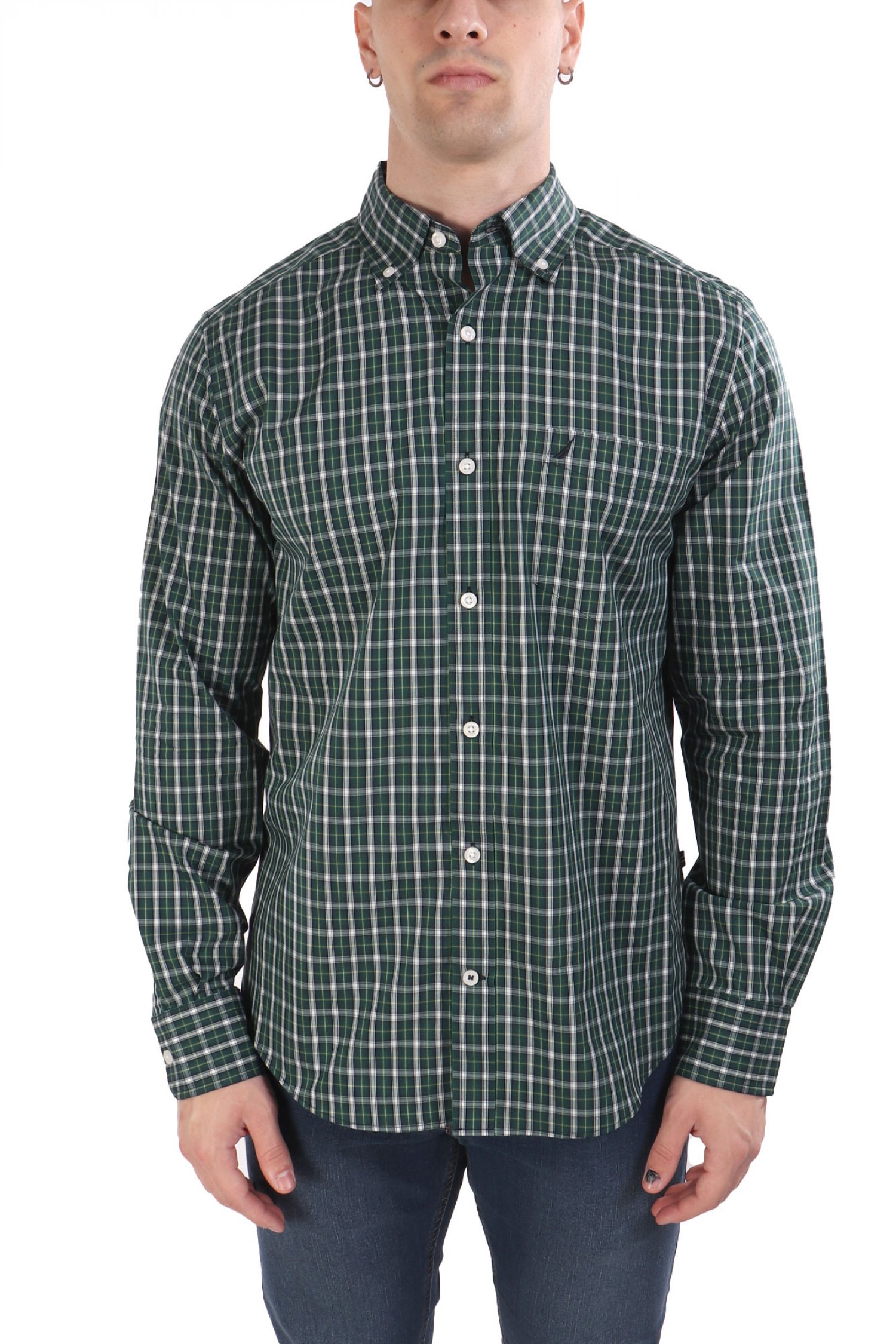 NAUTICA ΠΟΥΚΑΜΙΣΟ BUTTON DOWN ΚΑΡΩ CLASSIC FIT ΠΡΑΣΙΝΟ-ΜΠΛΕ