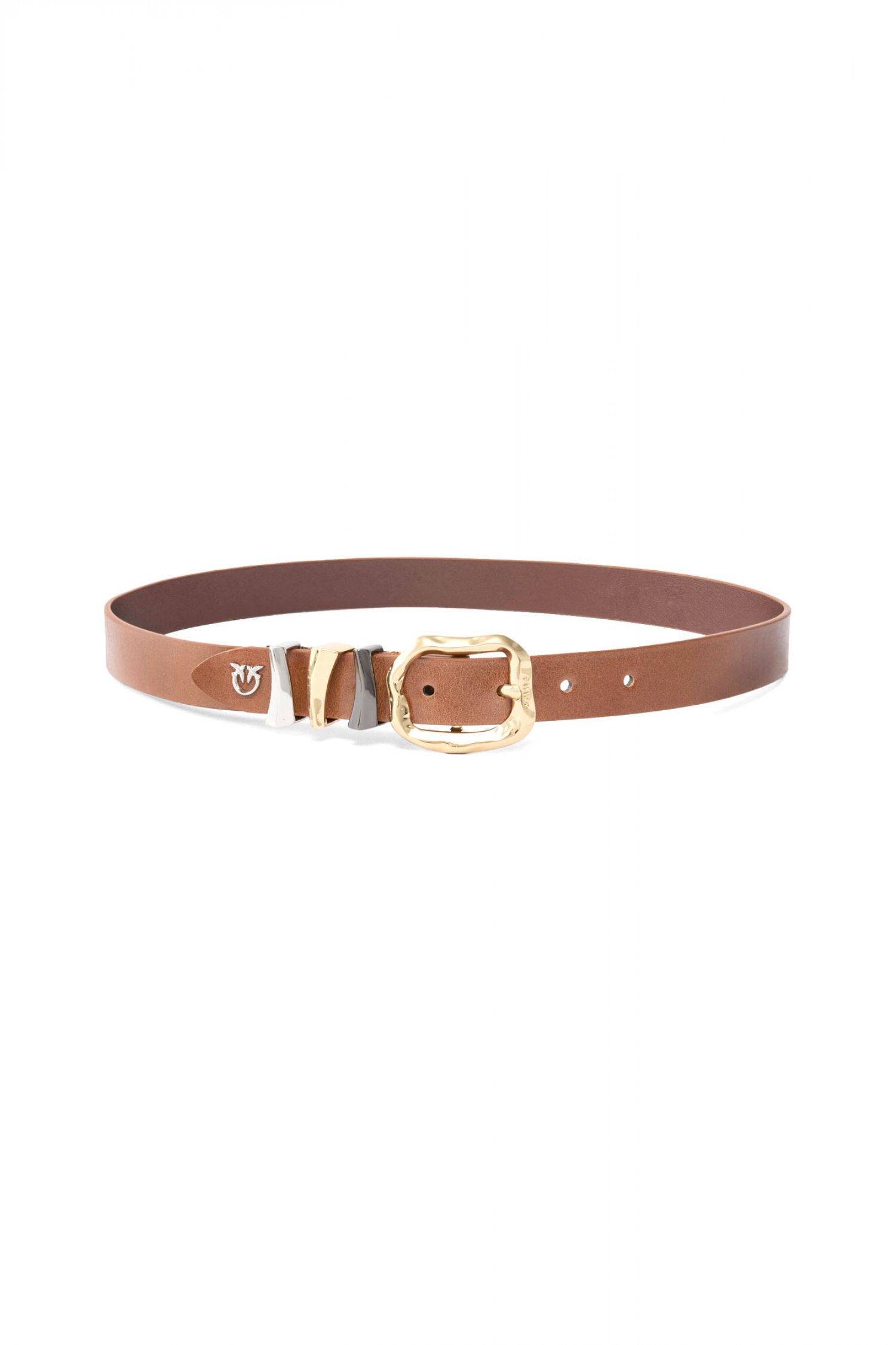 PINKO ΖΩΝΗ CHUNKY H3 BELT VITELLO SHINY ΚΑΦΕ