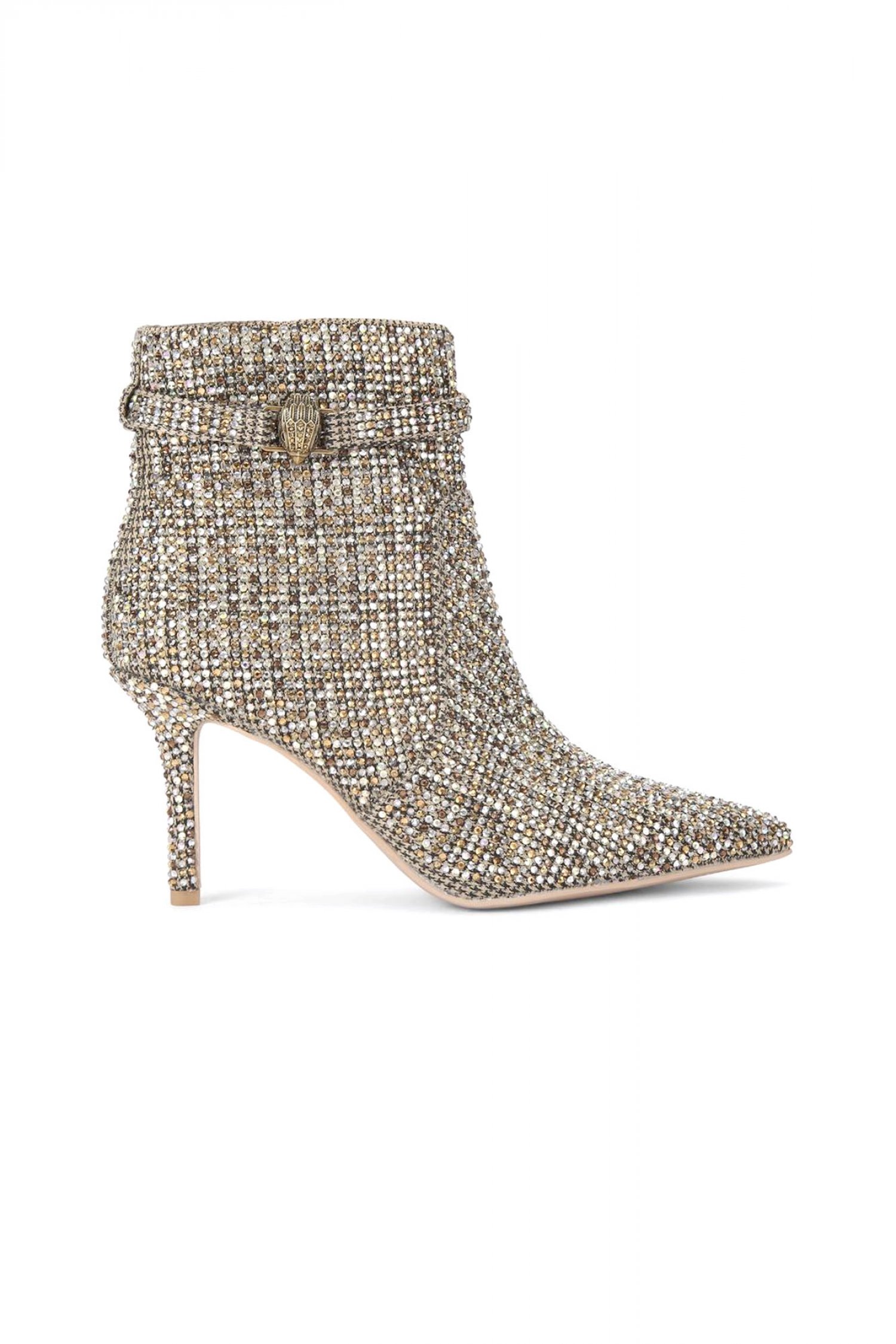 KURT GEIGER ΠΑΠΟΥΤΣΙΑ MΠΟΤΑΚΙΑ KENSINGTON ANKLE BOOT ΣΤΡΑΣ LOGO ΜΠΕΖ ΧΡΥΣΟ