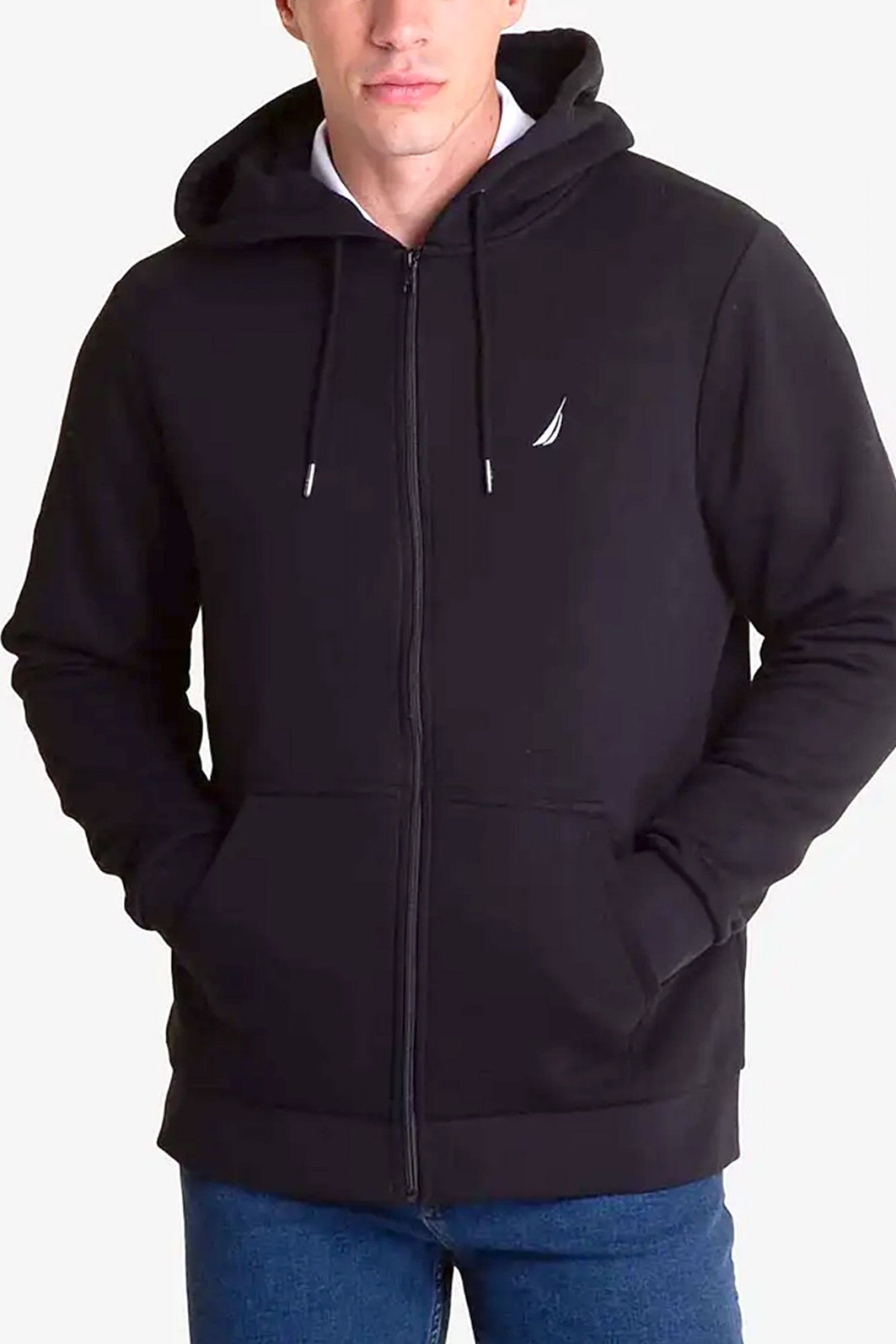 NAUTICA ΦΟΥΤΕΡ ZIPHOOD REGULAR FIT CABRERO LOGO ΜΑΥΡΟ