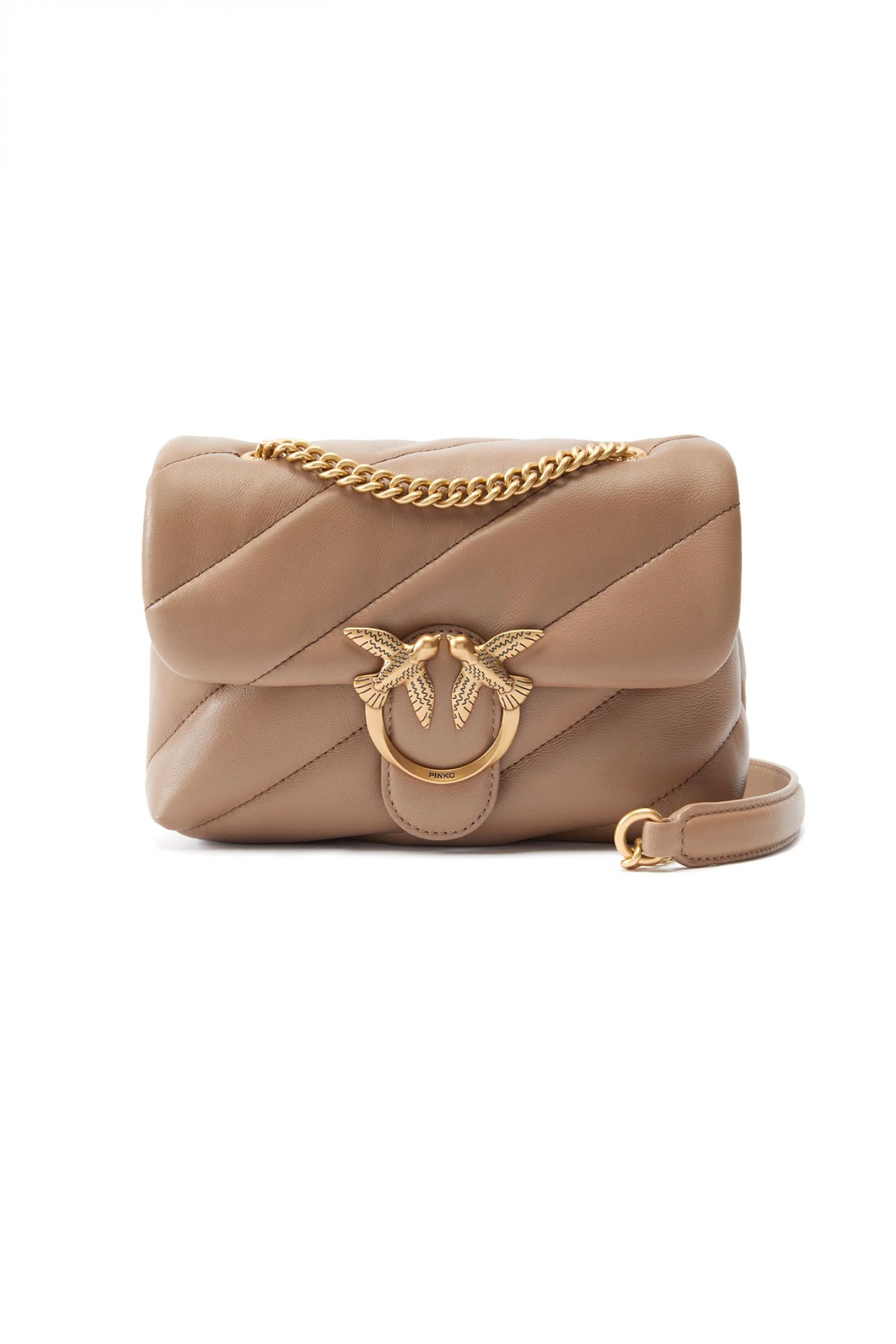 PINKO ΤΣΑΝΤΑ LOVE MINI PUFF CL SHEEP NAPPA ΜΟΚΑ