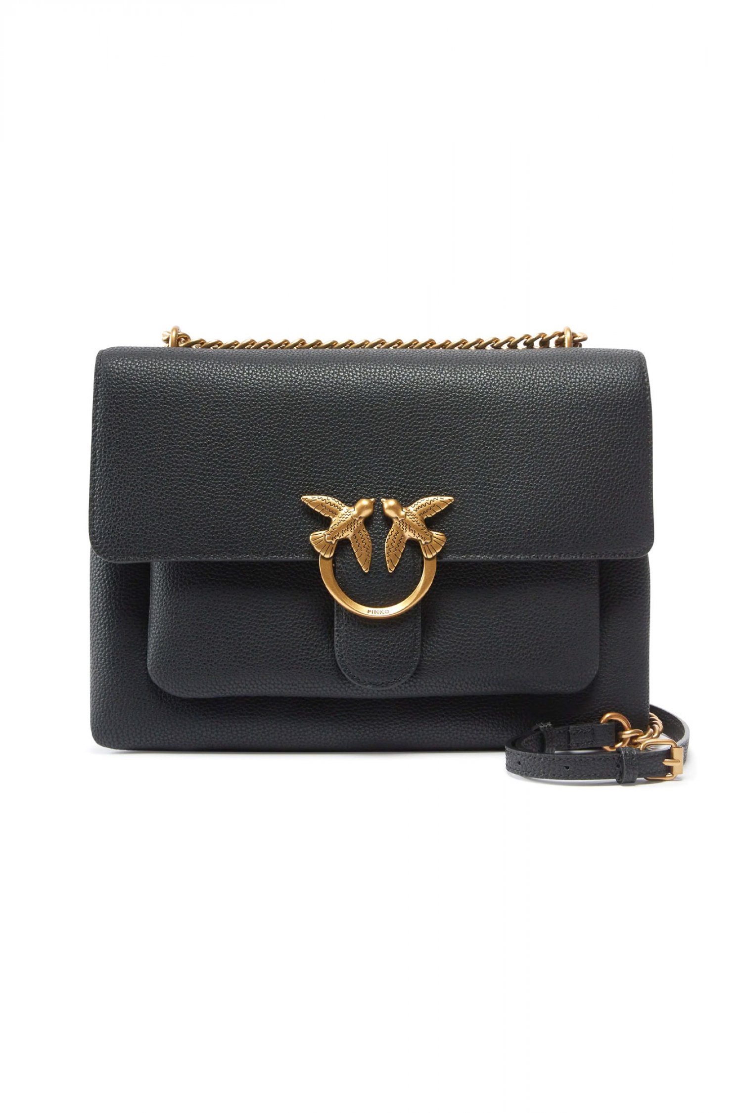 PINKO ΤΣΑΝΤΑ LOVE SOFT BIG PELLE BOTTALATA ΜΑΥΡΗ