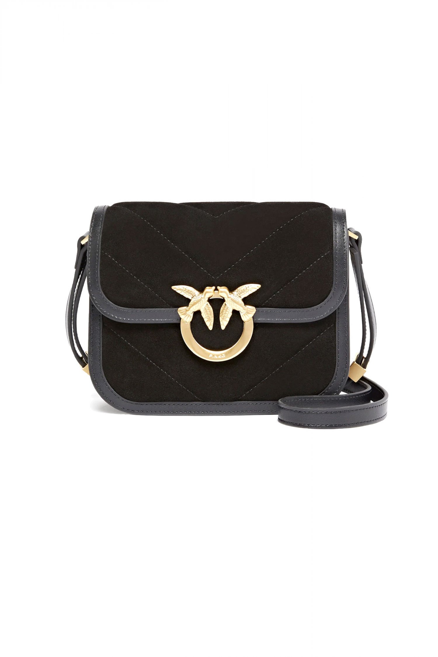 PINKO ΤΣΑΝΤΑ LOVE BOX BAG FL MINI SUEDE ΜΑΥΡΗ