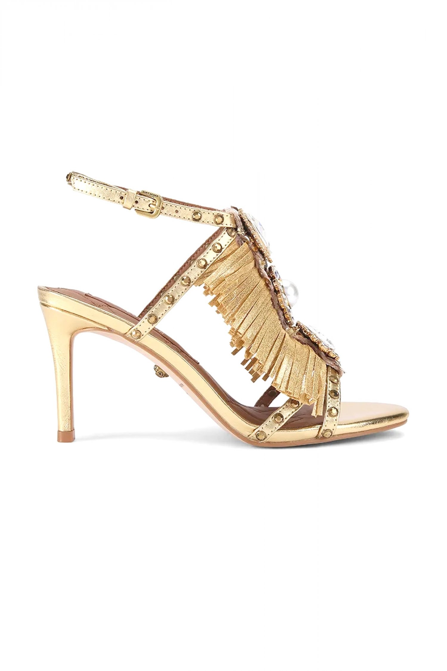 KURT GEIGER ΠΑΠΟΥΤΣΙΑ ΠΕΔΙΛΑ JEWEL FRINGE SANDAL ΚΡΟΣΙΑ ΣΤΡΑΣ ΧΡΥΣΟ