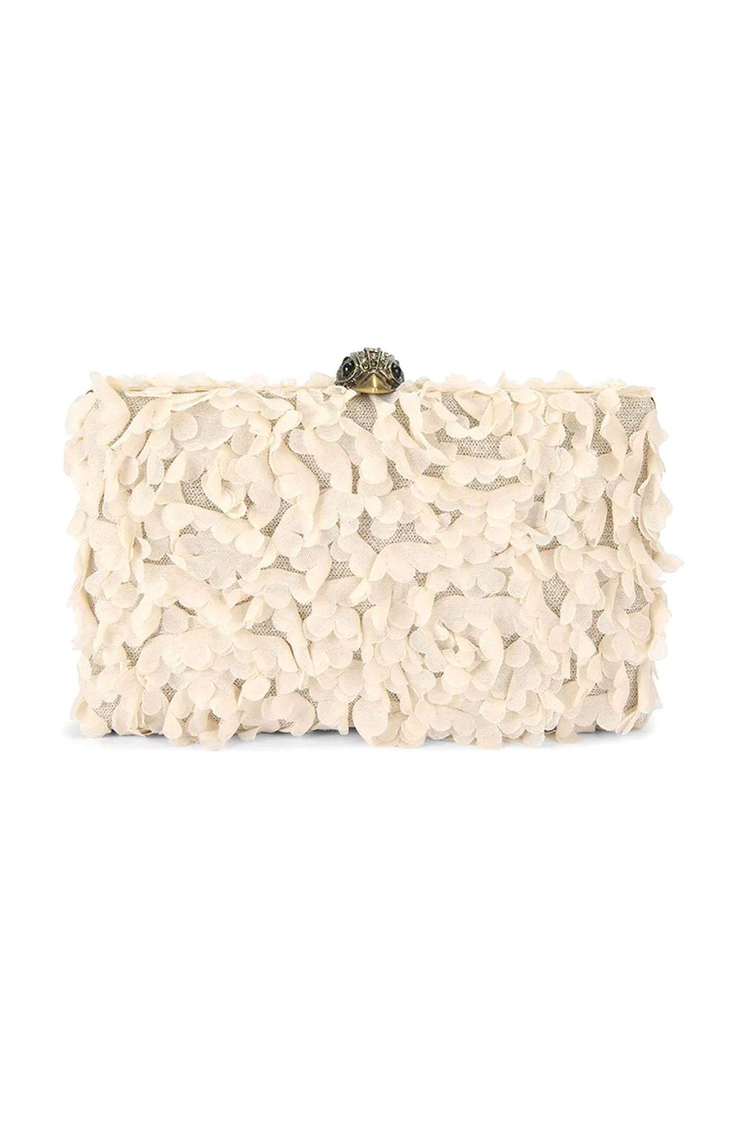 KURT GEIGER ΤΣΑΝΤΑKI CROSSBODY/ΩΜΟΥ CRYSTAL KENSINGTON CLUTCH ΑΛΥΣΙΔΑ LOGO ΜΠΕΖ/ΧΡΥΣΟ