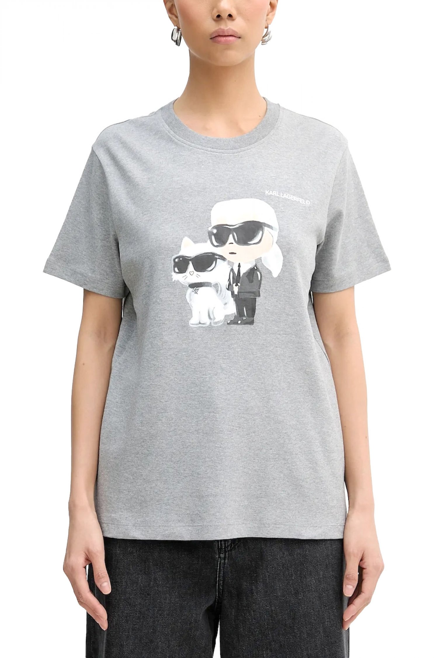 KARL LAGERFELD T-SHIRT IKON DUO AQUARELLE REGULAR FIT ΓΚΡΙ