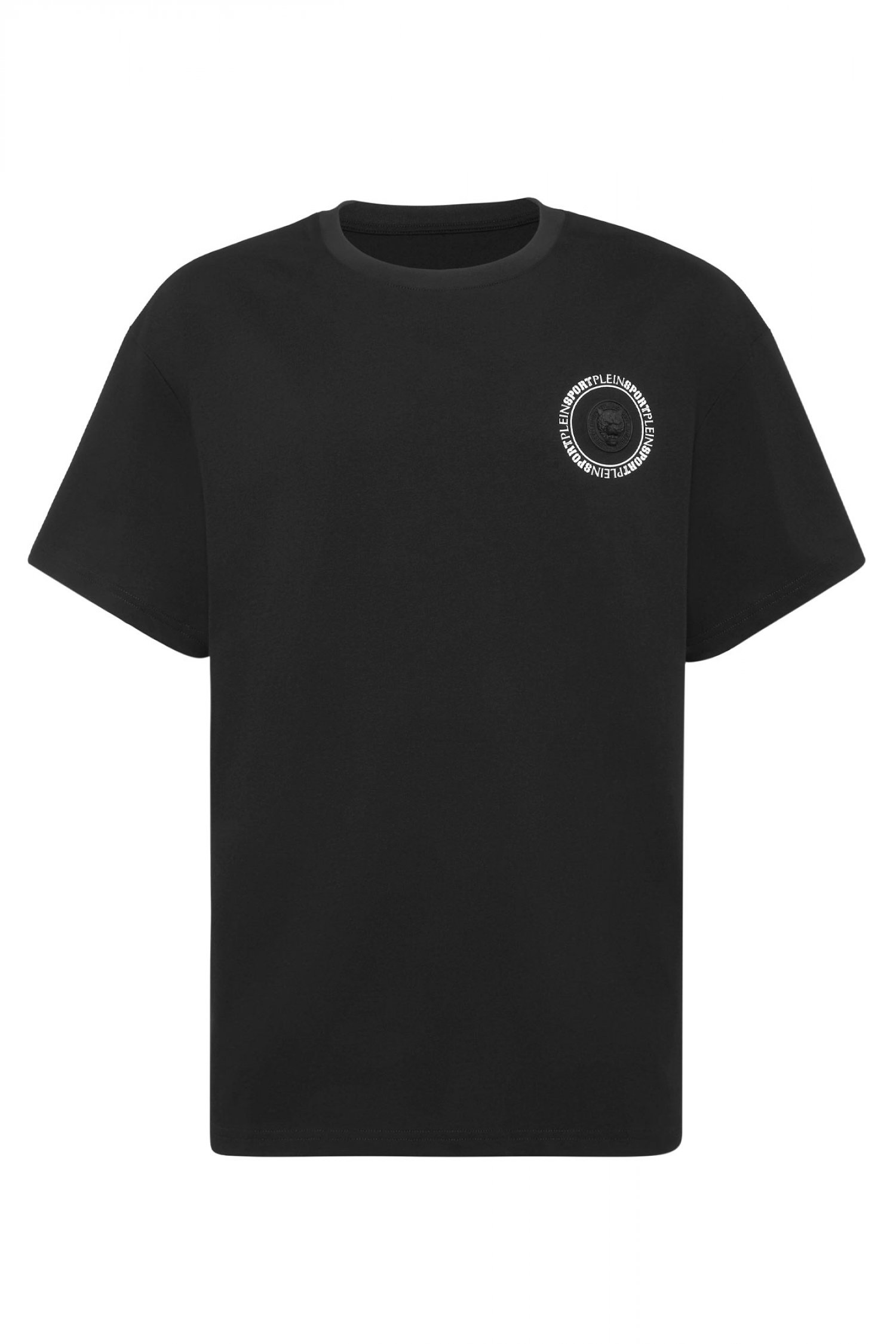 PLEIN SPORT T-SHIRT ROUND NECK BACK LOGO ΜΑΥΡΟ