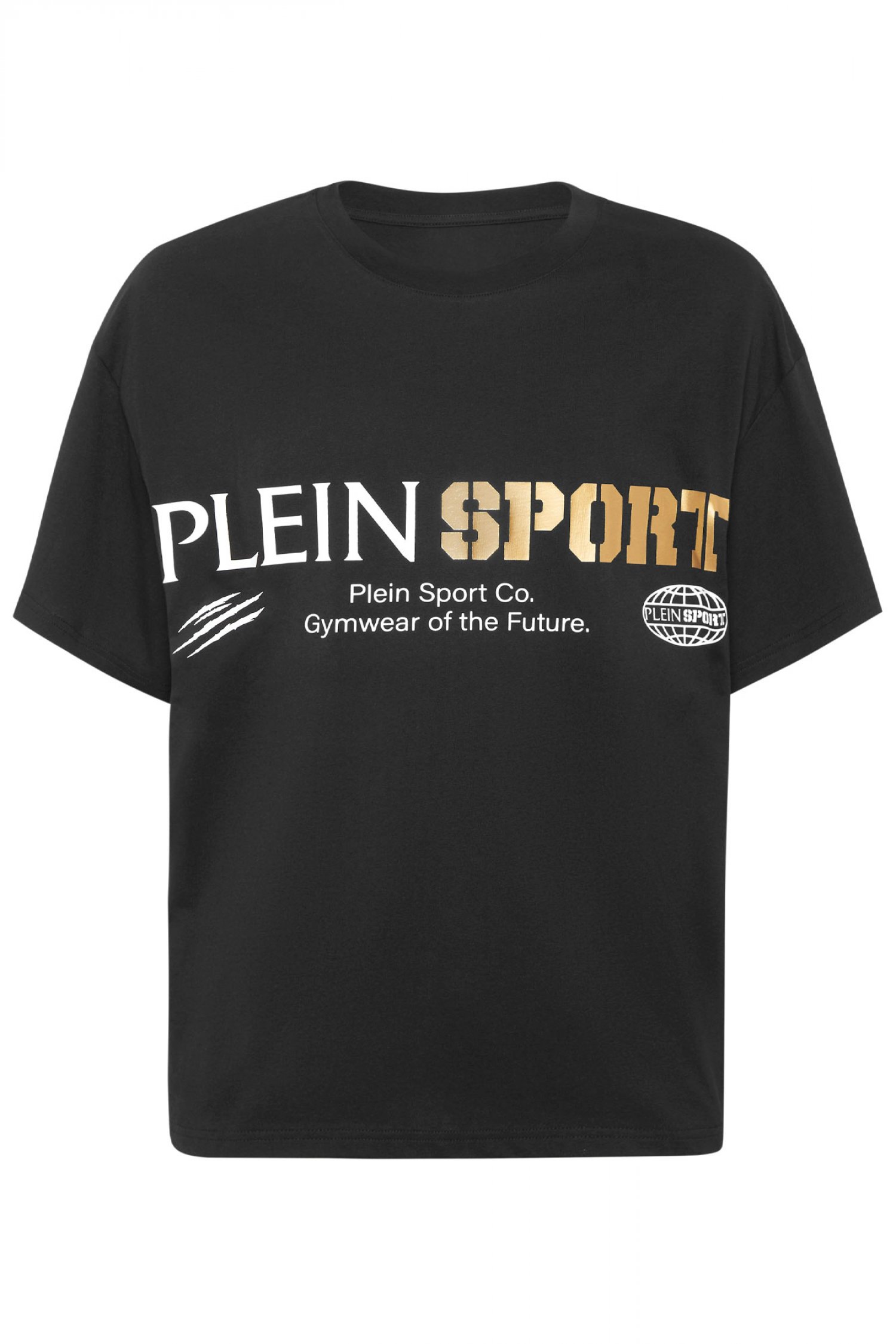 PLEIN SPORT T-SHIRT ROUND NECK CHEST LOGO ΜΑΥΡΟ