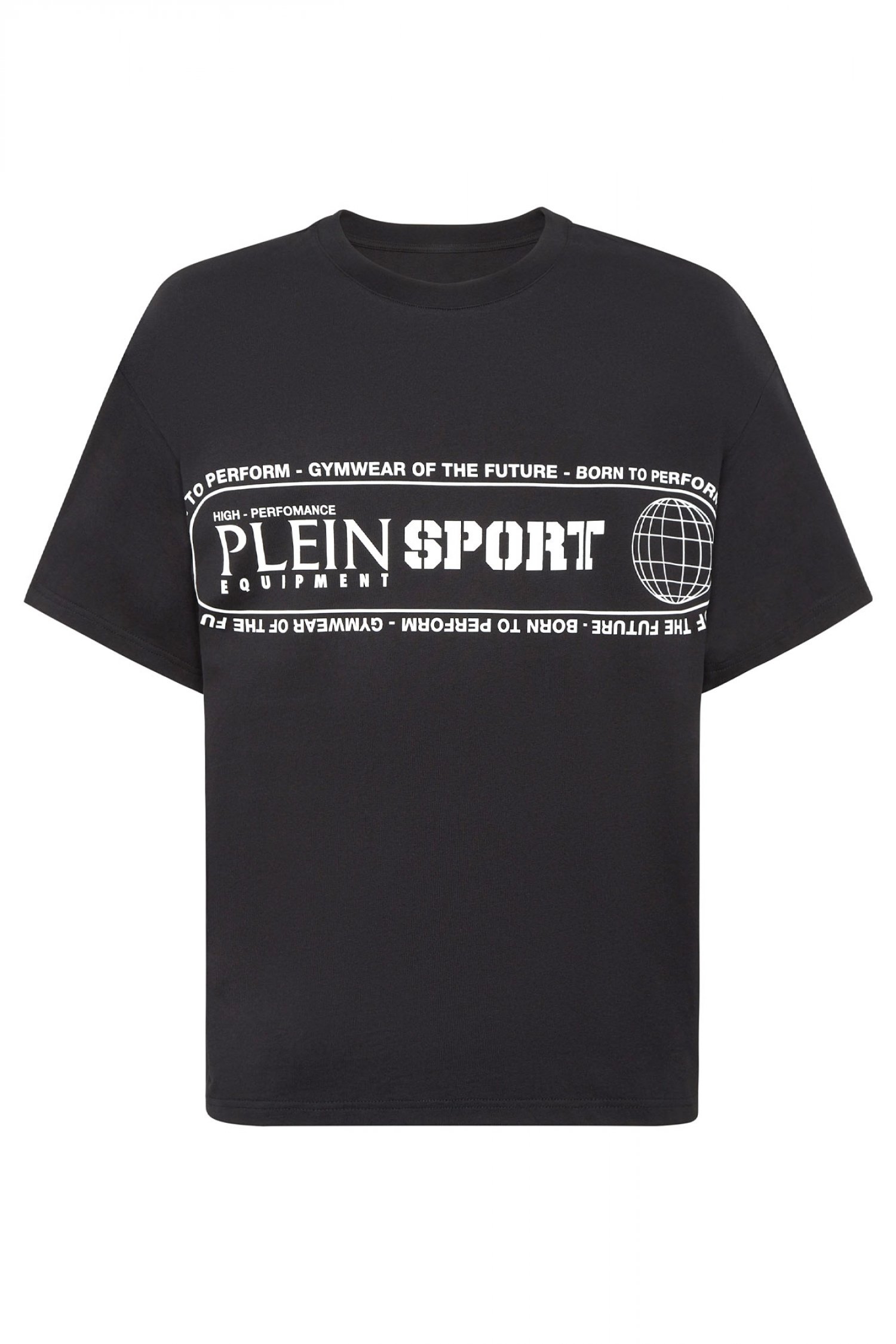 PLEIN SPORT T-SHIRT ROUND NECK LOGO LETTERING ΜΑΥΡΟ