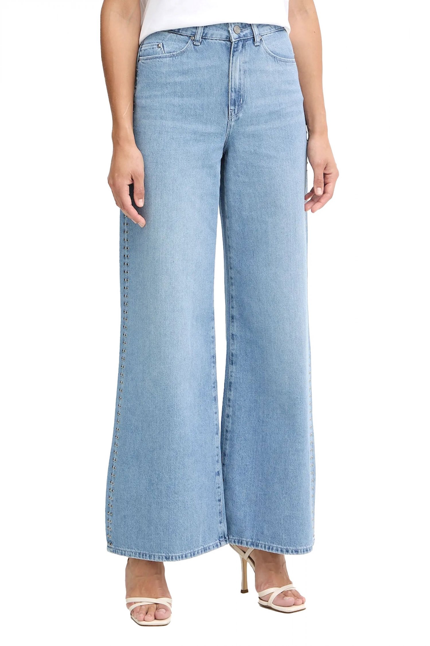 KARL LAGERFELD ΠΑΝΤΕΛΟΝΙ JEANS HIGH RISE WIDE LEG LOGO ΤΡΟΥΚΣ ΜΠΛΕ