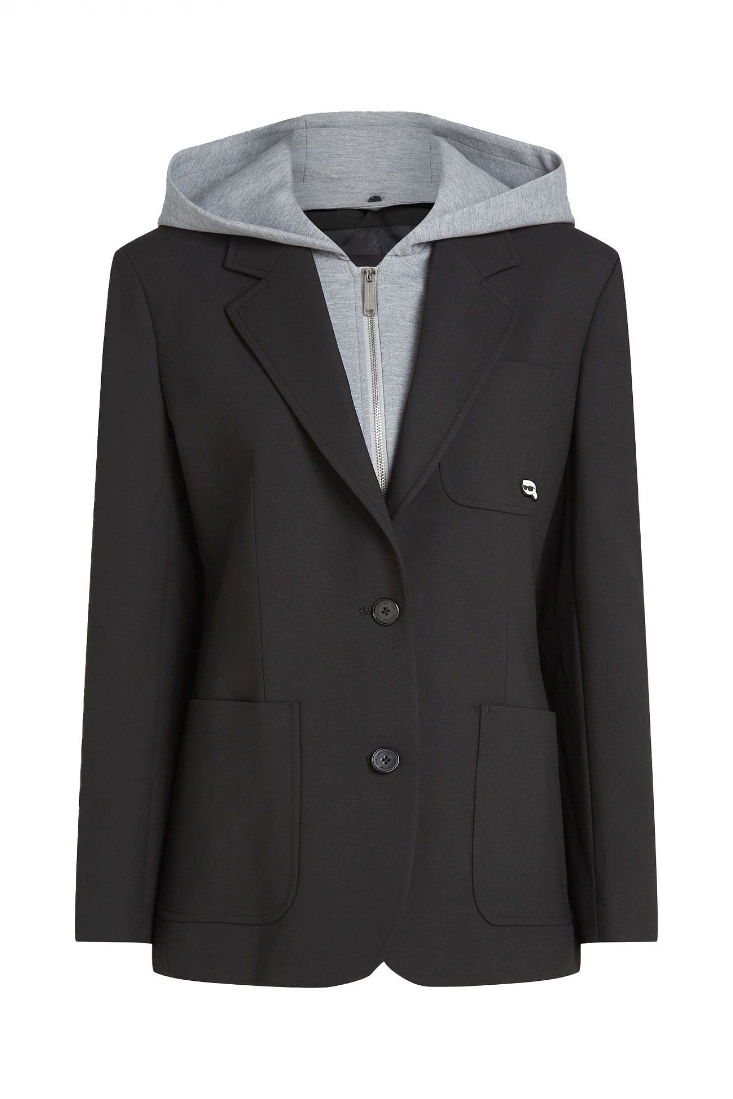 KARL LAGERFELD ΣΑΚΑΚΙ IKON TRANSFORMER BLAZER ΤΣΕΠΕΣ ΑΠΟΣΠΩΜΕΝΟ ΕΣΩΤΕΡΙΚΟ HOODIE ΜΑΥΡΟ-ΓΚΡΙ