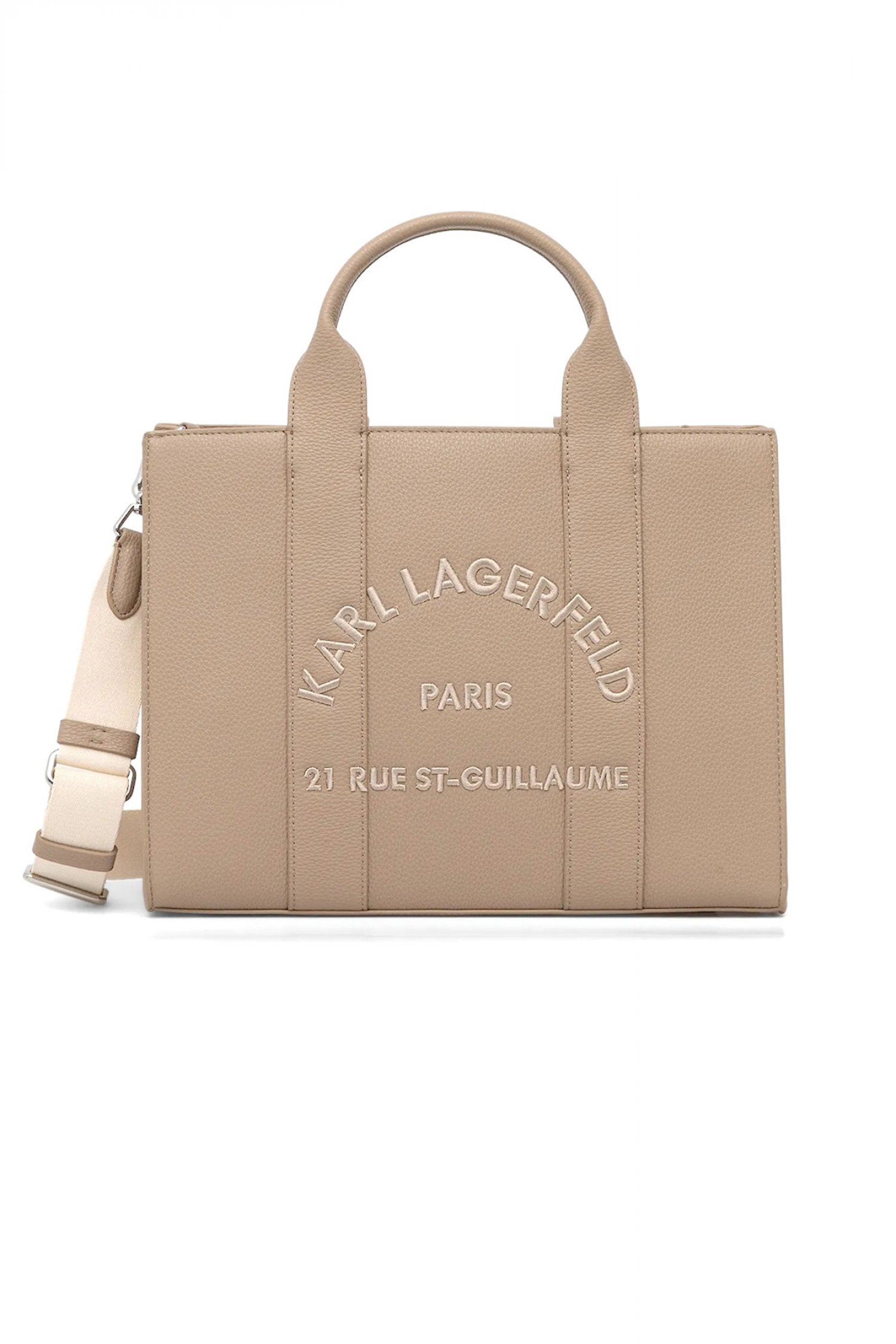 KARL LAGERFELD ΤΣΑΝΤΑ TOTE K/RSG MD SQUARE PEB EMB ΧΕΙΡΟΣ/CROSSBODY LOGO ΜΠΕΖ