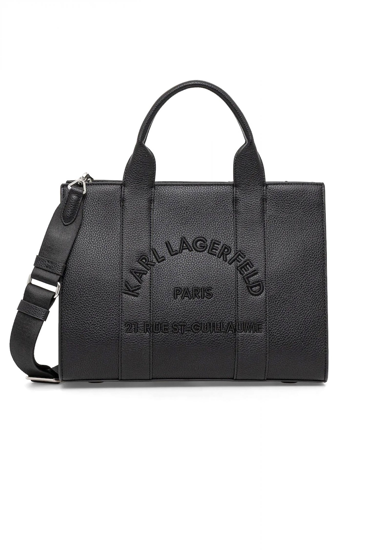 KARL LAGERFELD ΤΣΑΝΤΑ TOTE K/RSG MD SQUARE PEB EMB ΧΕΙΡΟΣ/CROBODY LOGO ΜΑΥΡΟ