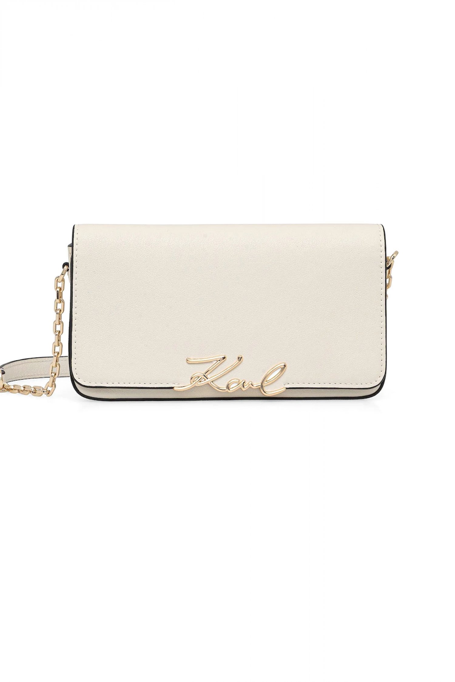 KARL LAGERFELD ΤΣΑΝΤΑ ΦΑΚΕΛΟΣ/ΩΜΟΥ ΔΕΡΜΑ K/SIGNATURE SHOULDER POUCH LOGO ΜΕΤΑΛΛΙΚΟ ΕΚΡΟΥ