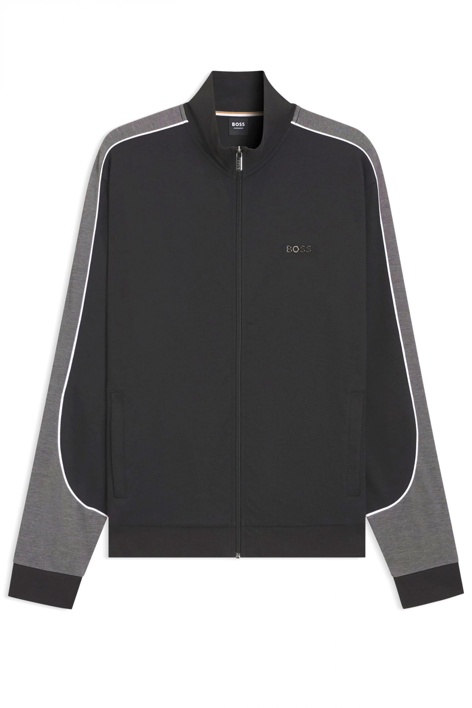 BOSS HOMEWEAR ΦΟΥΤΕΡ FULLZIP TRACKSUIT JACKET ΜΑΥΡΟ