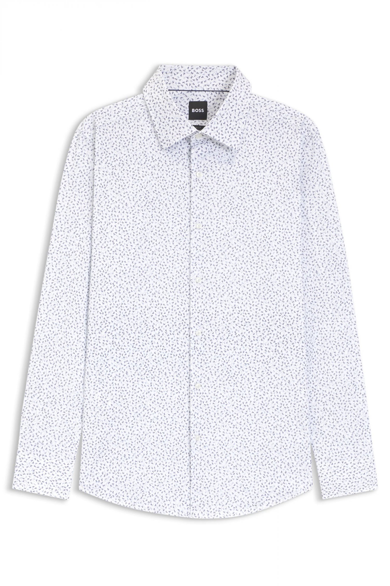 BOSS ΠΟΥΚΑΜΙΣΟ ΜΙΚΡΟΣΧΕΔΙΟ SLIM FIT STRETCH H-HANK-K-C1-261 ΛΕΥΚΟ-ΜΠΛΕ