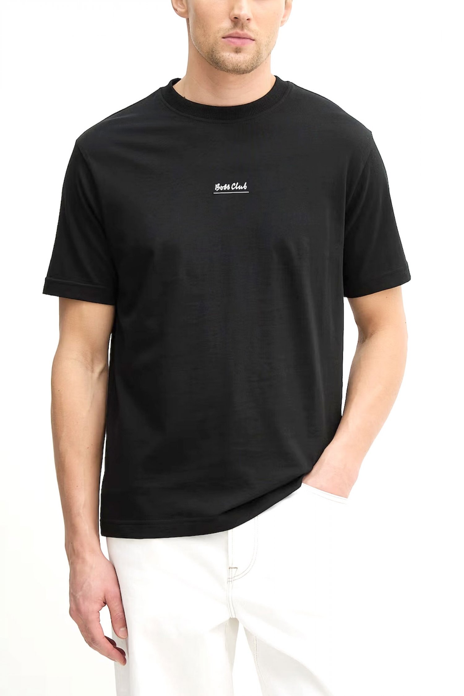 BOSS CASUAL T-SHIRT TE_BOSSCLUM ΜΑΥΡΟ