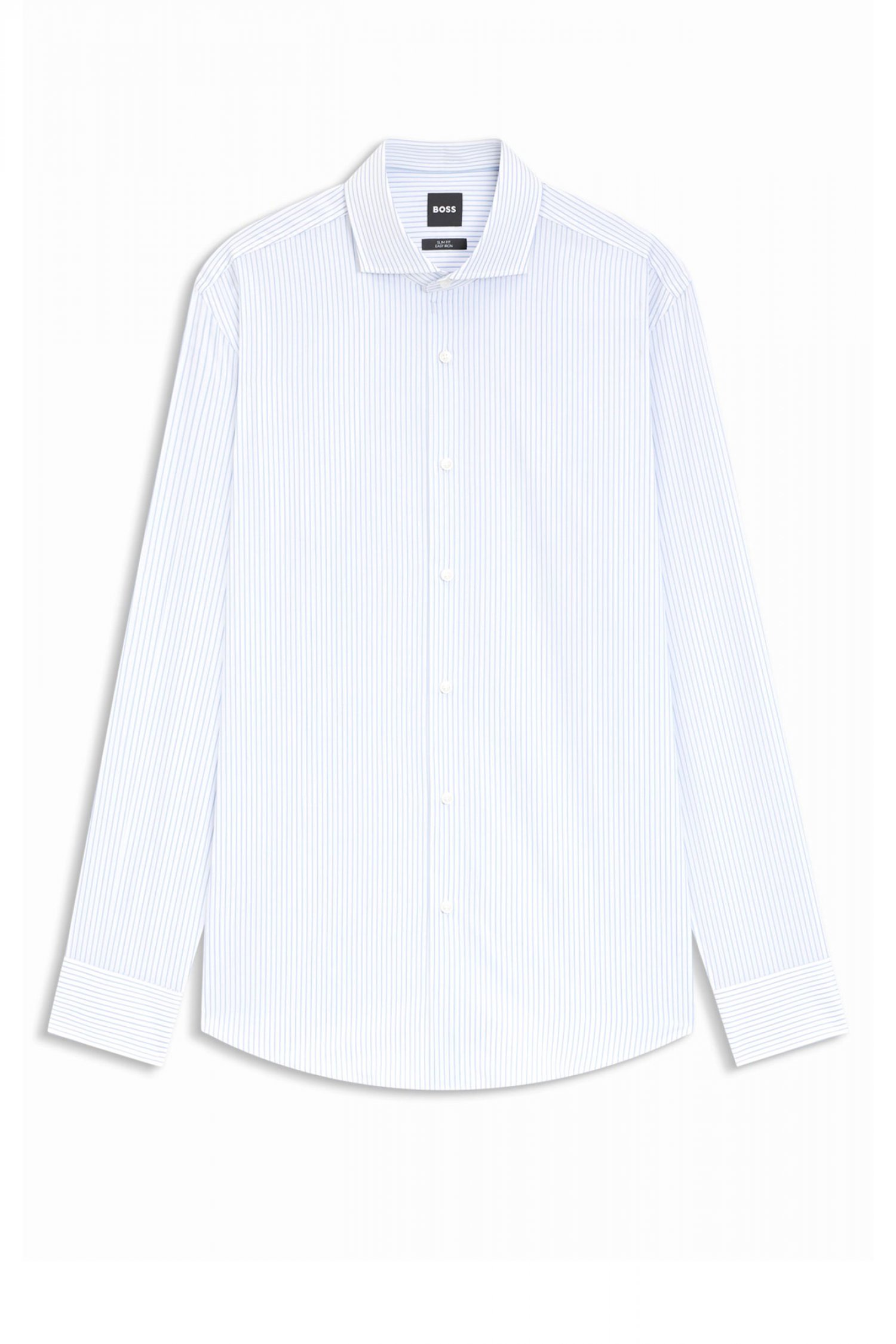BOSS ΠΟΥΚΑΜΙΣΟ ΡΙΓΕ SLIM FIT EASY IRON H-HANK-SP-C1-261 ΣΙΕΛ-ΛΕΥΚΟ