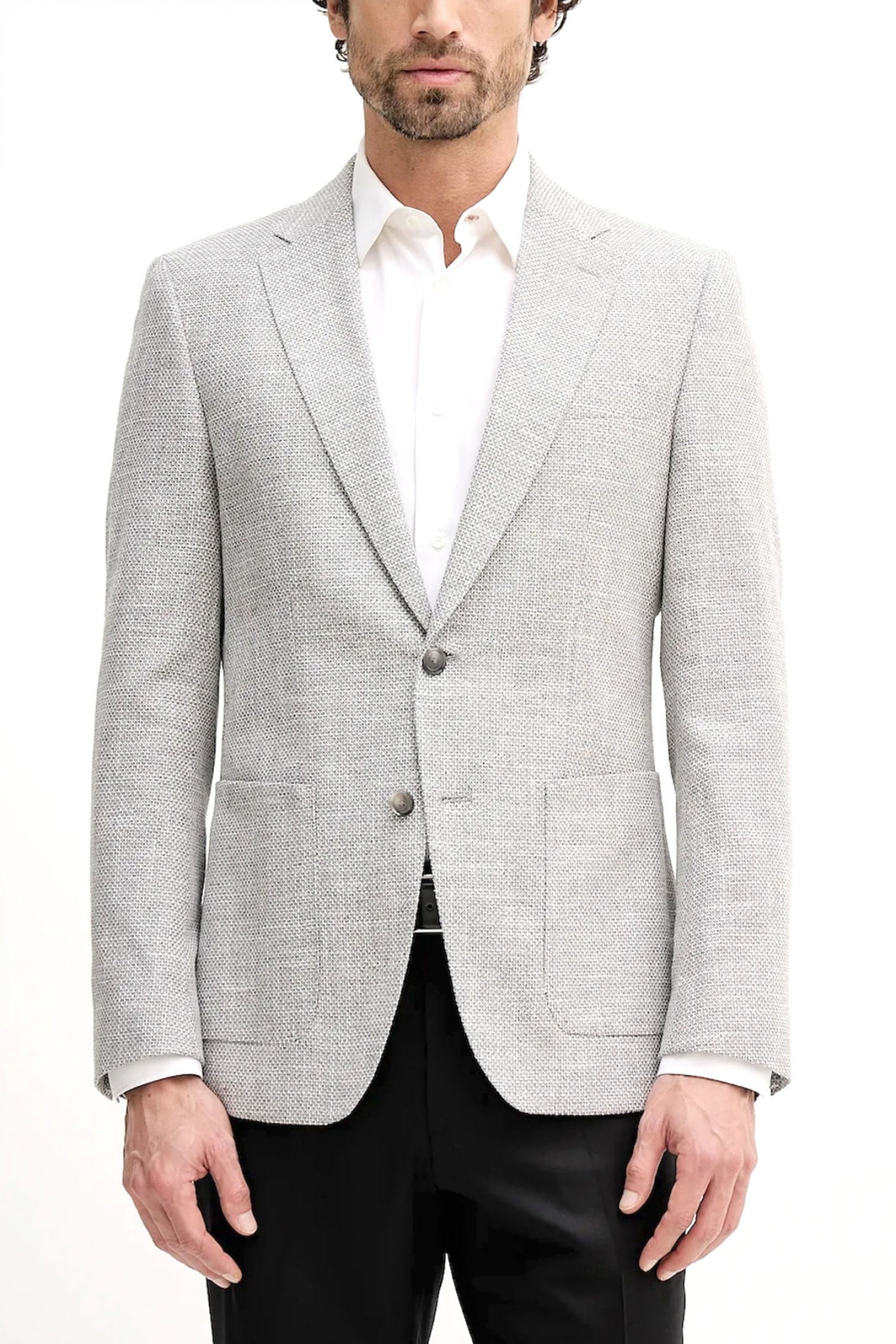 BOSS ΣΑΚΑΚΙ LANIFICO TESSE BIELLA STRETCH H-HUTSON-2PP-253 REGULAR FIT ΓΚΡΙ