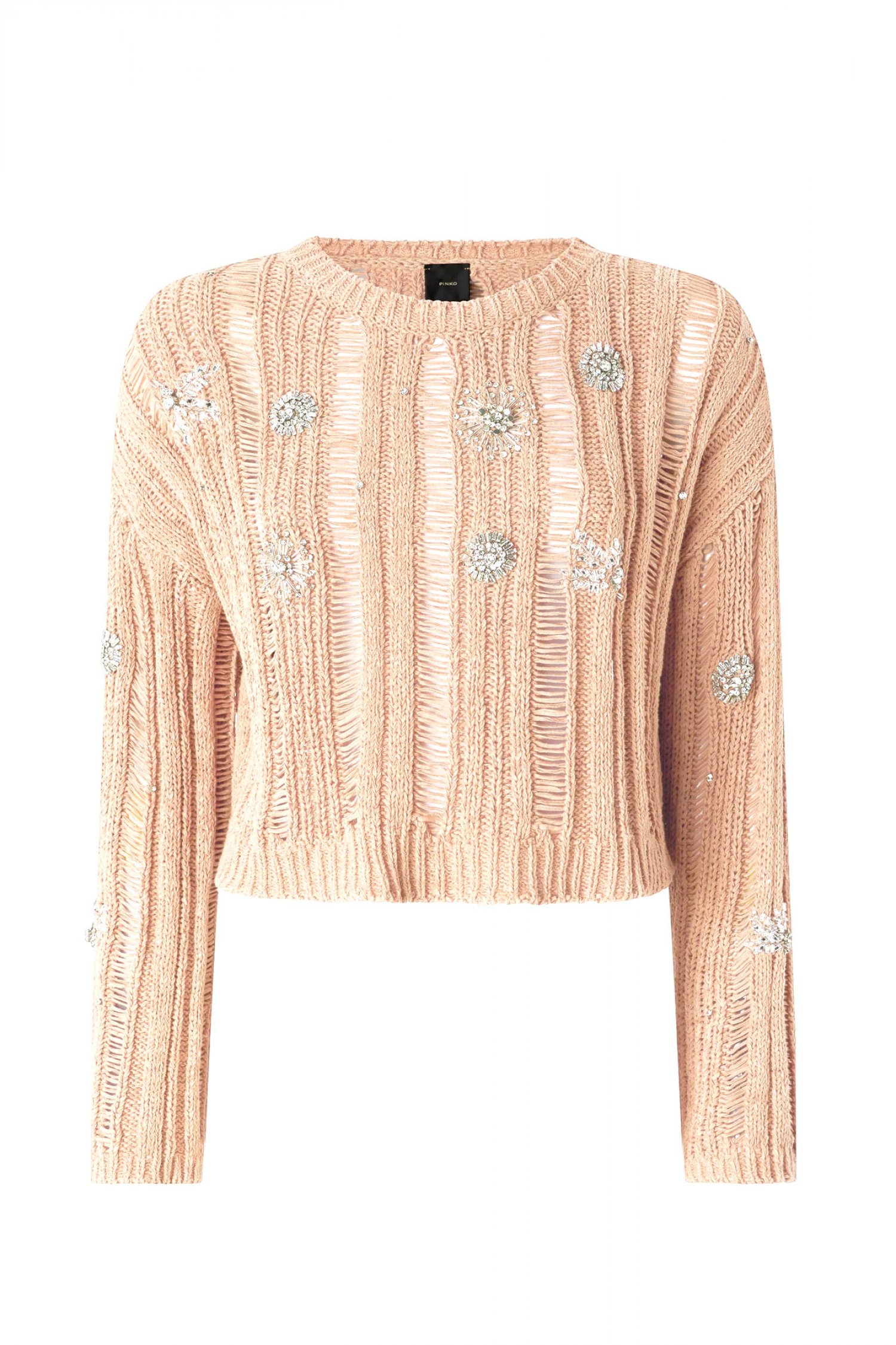 PINKO PINKO ΜΠΛΟΥΖΑ ΠΛΕΚΤΗ PRESSIONE SWEATER ΜΠΕΖ