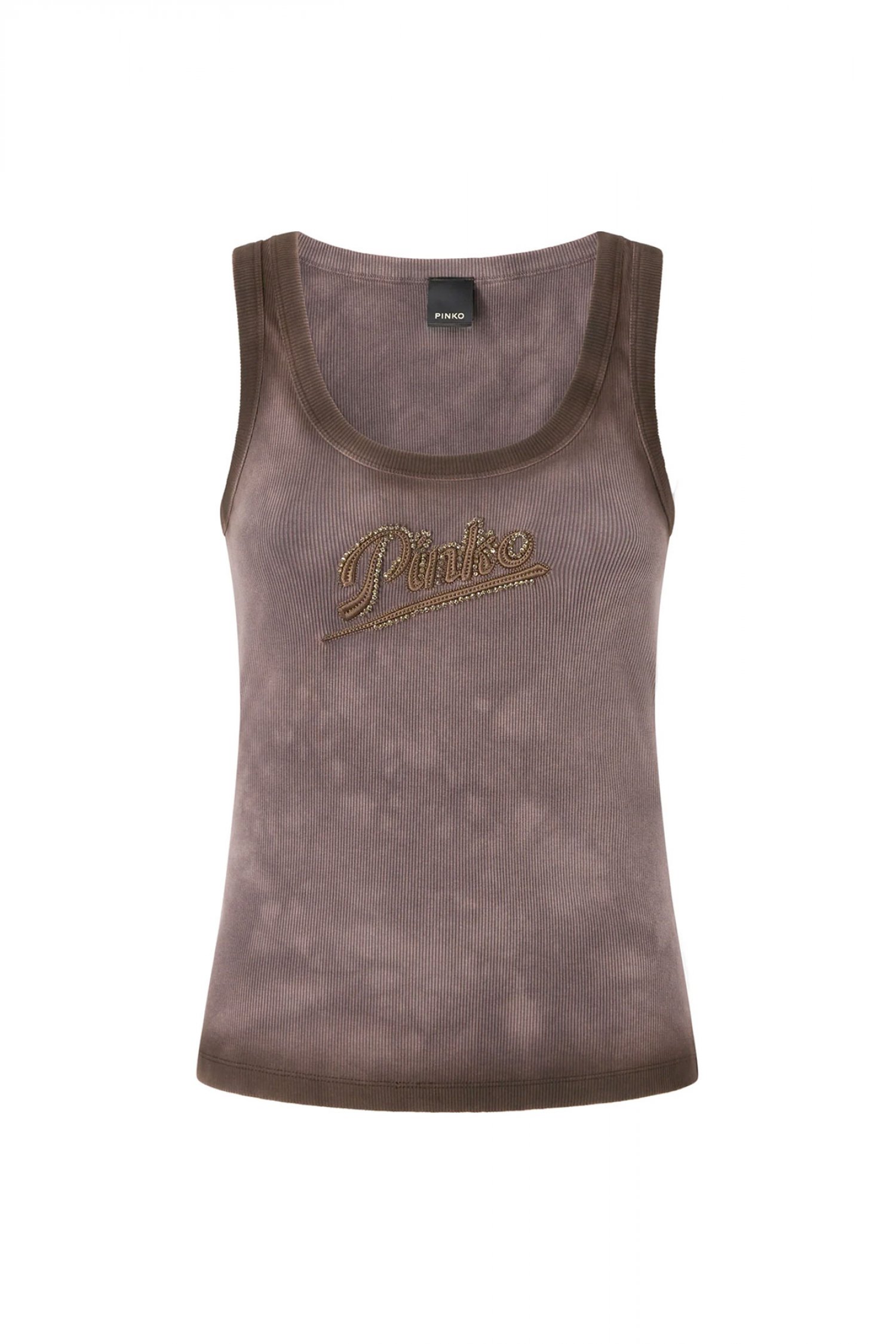PINKO PINKO ΦΑΝΕΛΑΚΙ COSMOPOLITAN TANK TOP ΚΑΦΕ ΜΕ ΚΕΝΤΗΜΑ PINKO