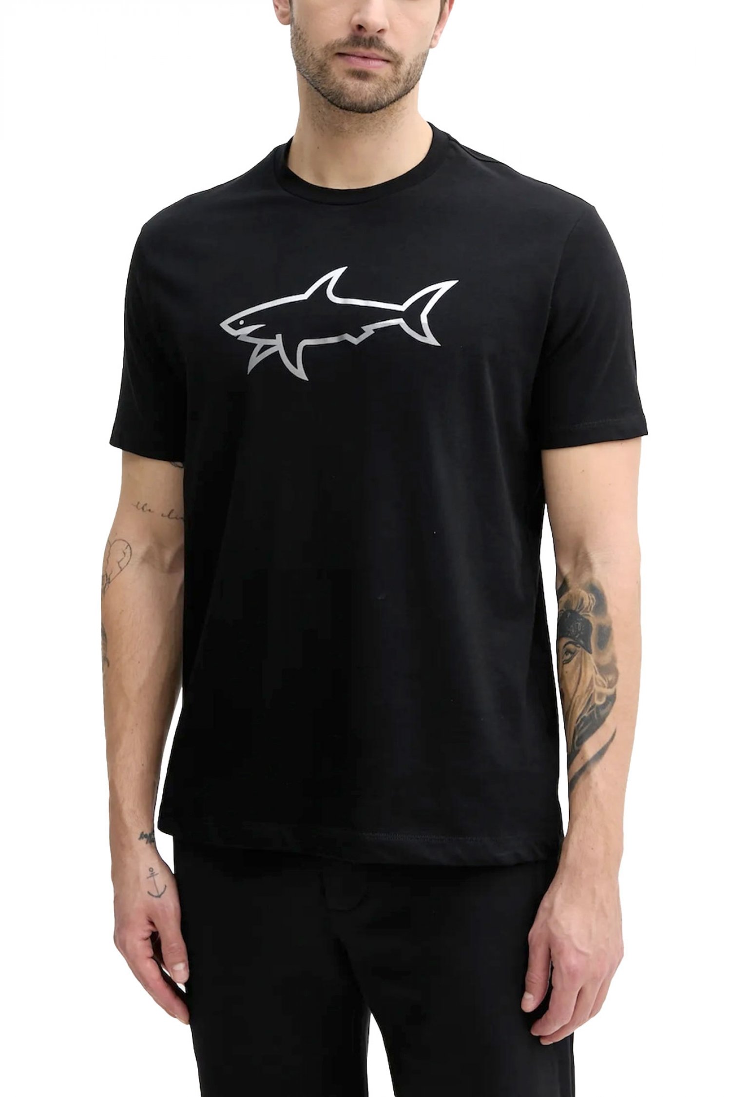 PAUL&SHARK T-SHIRT CREW NECK BIG LOGO ΜΑΥΡΟ