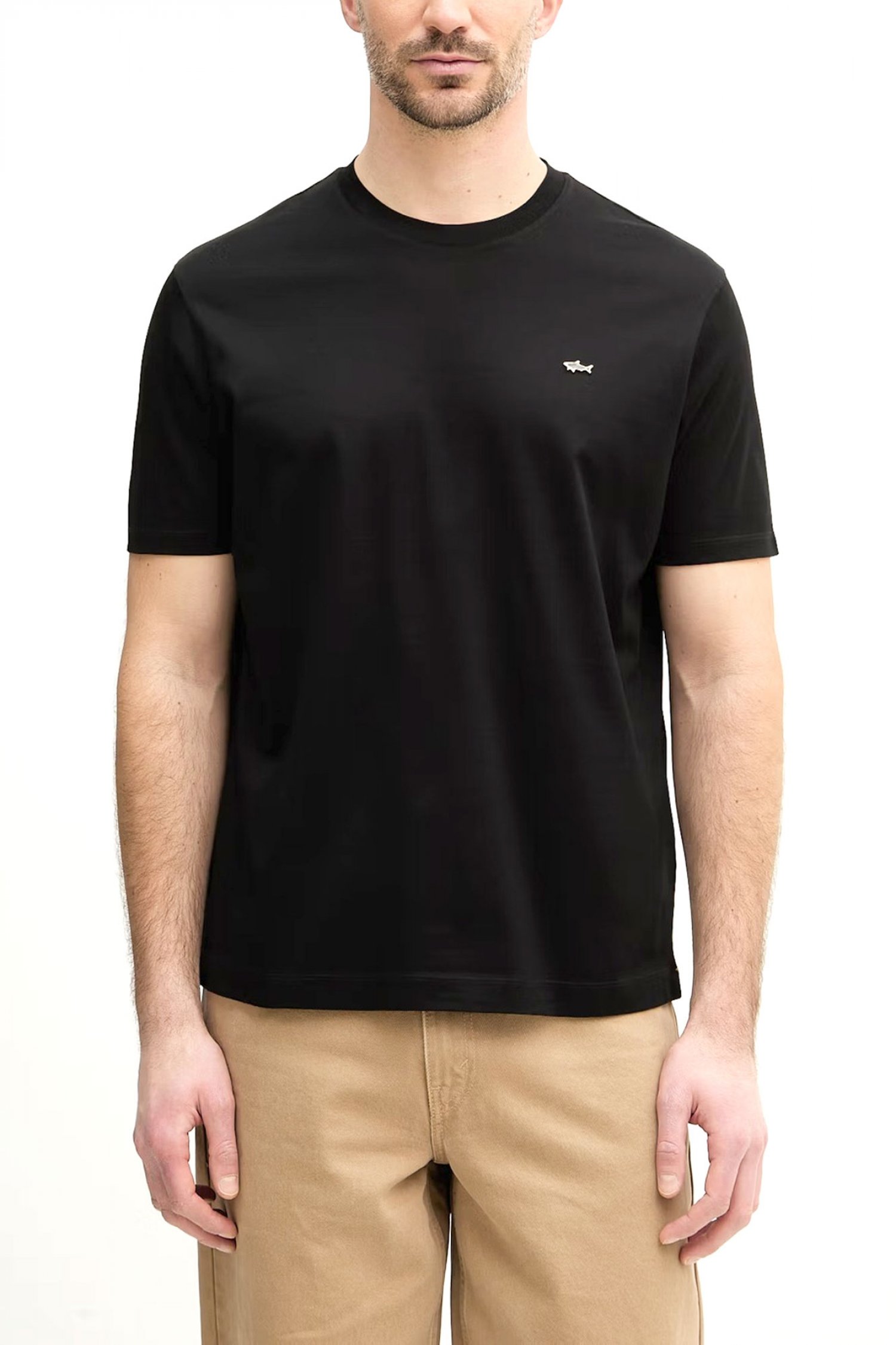 PAUL&SHARK T-SHIRT CREW NECK METALLIC LOGO ΜΑΥΡΟ