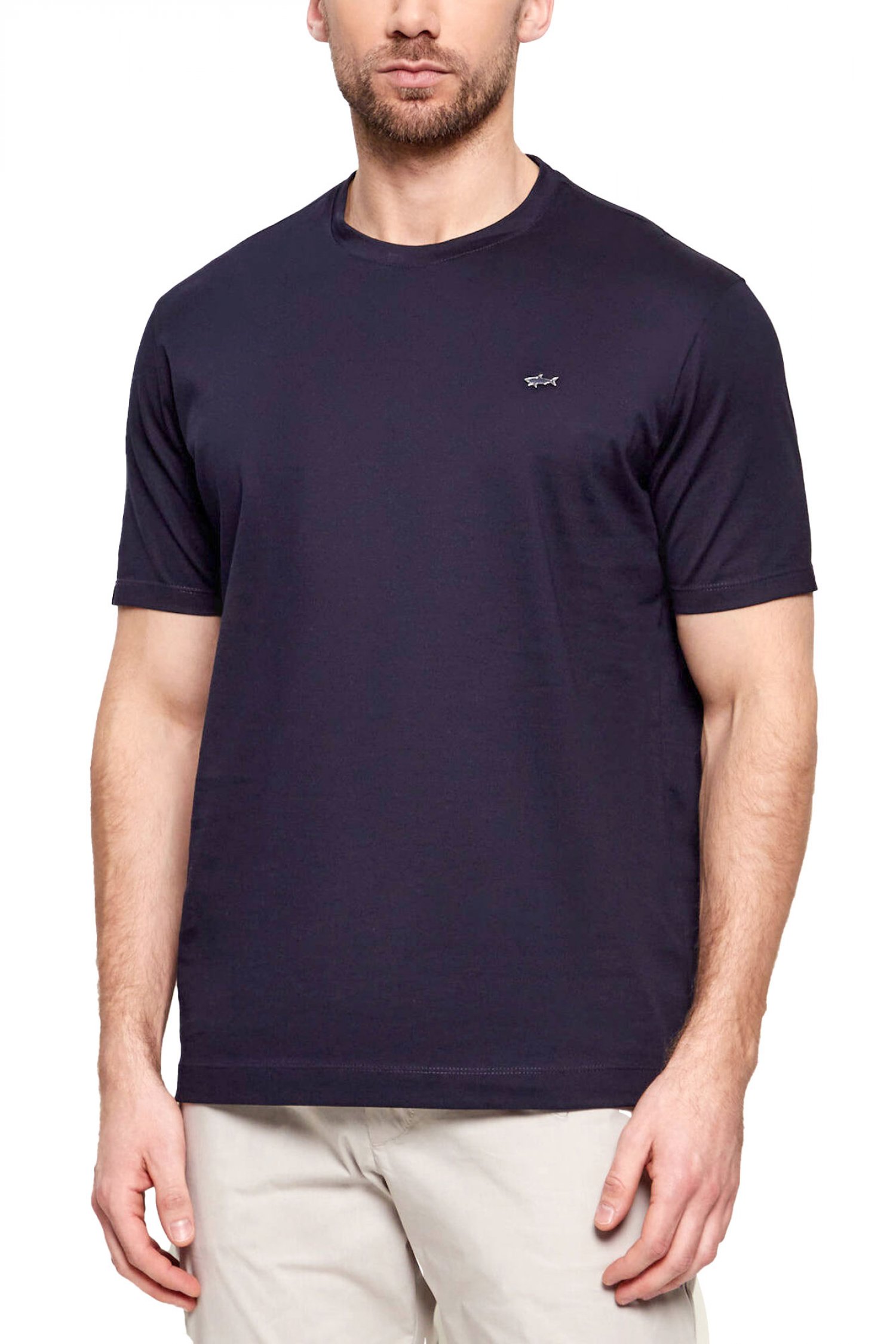 PAUL&SHARK T-SHIRT CREW NECK METALLIC LOGO ΜΠΛΕ