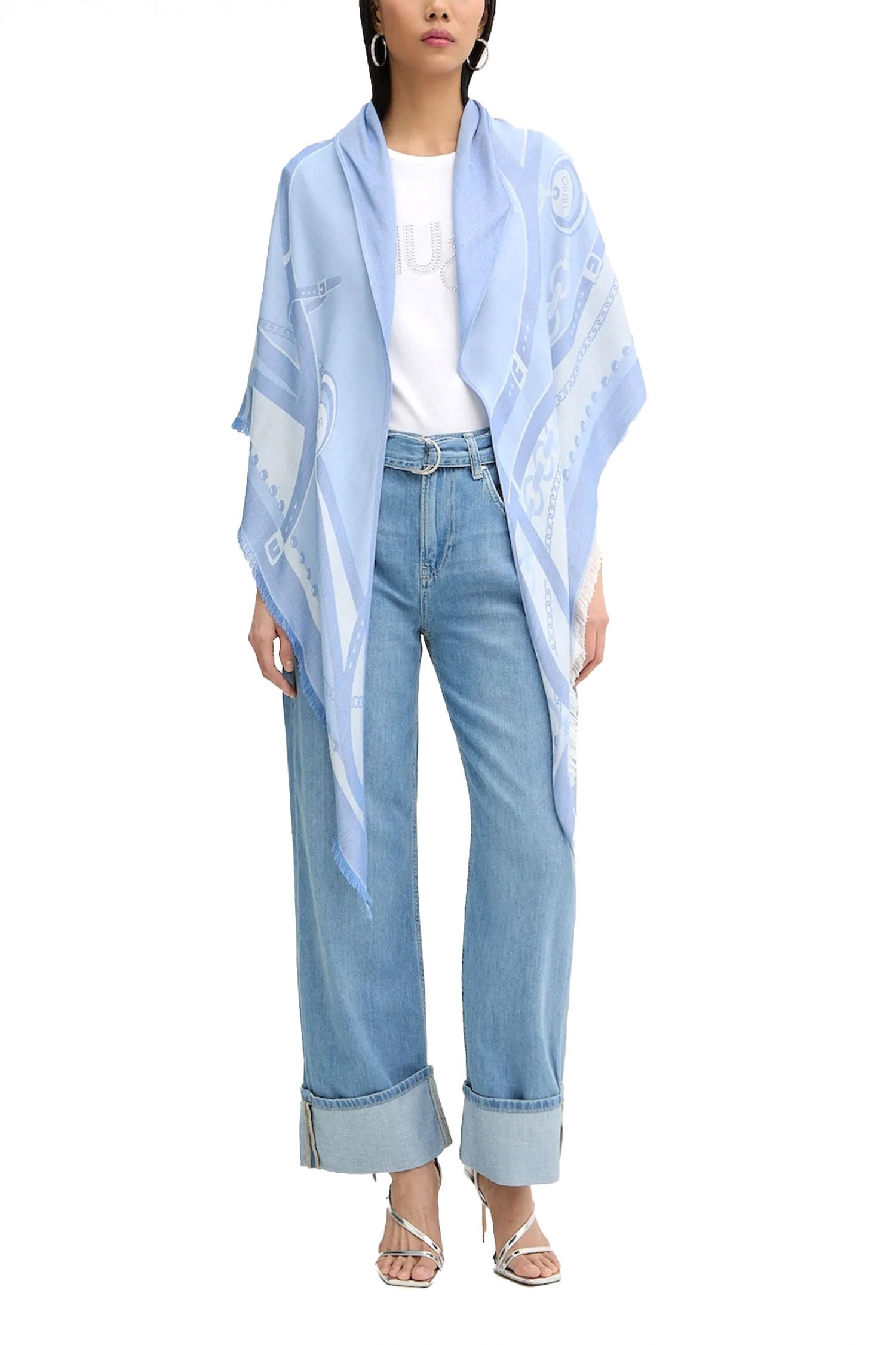 LIU-JO ΦΟΥΛΑΡΙ TRIANGOLO JACQUAR 2.15 x 1.35 LOGO ΣΙΕΛ