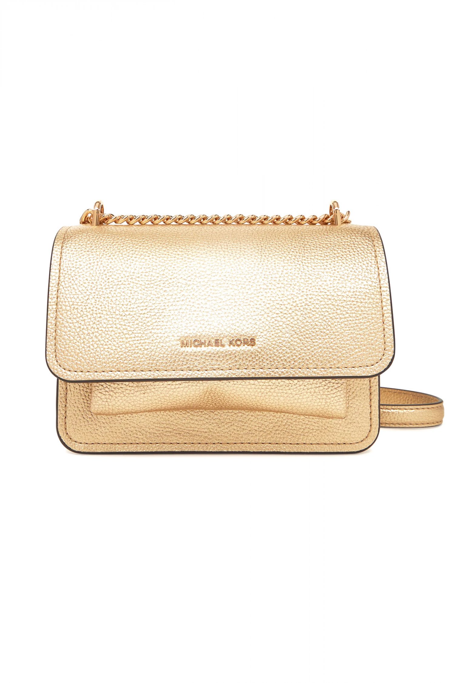 MICHAEL KORS ΤΣΑΝΤΑΚΙ CROSSBODY/ΩΜΟΥ CLAIRE AΛΥΣΙΔΑ ΜΕΤΑΛΛΙΚΟ LOGO XΡΥΣΟ