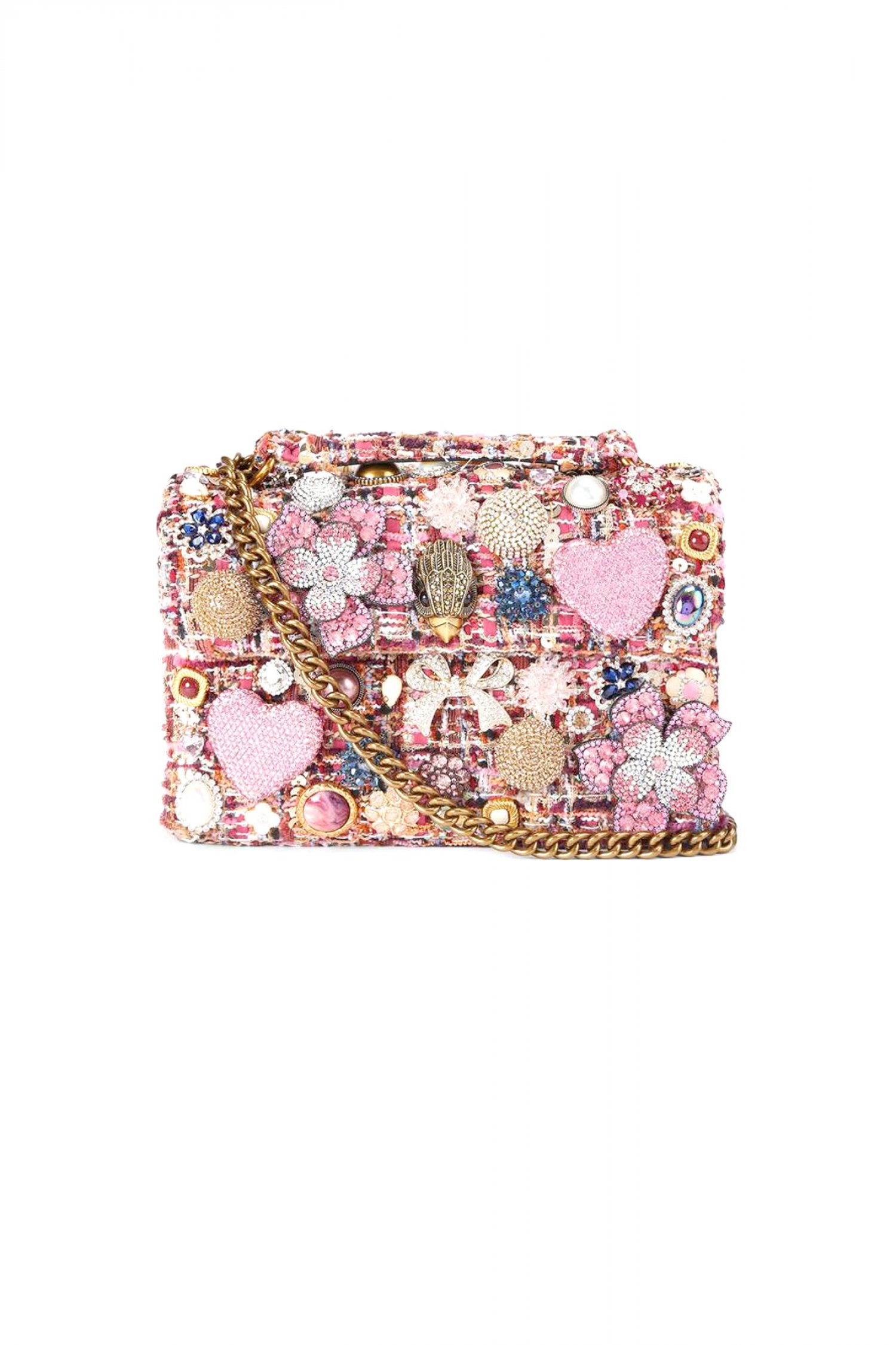 KURT GEIGER TΣΑΝΤΑ CROSSBODY/ΩΜΟΥ FABRIC MD KENSINGTON TUTTIFRUTTI ΣΧΕΔΙΑ ΑΛΥΣΙΔΑ LOGO ΡΟΖ/ΠΟΛΥΧΡΩΜΟ