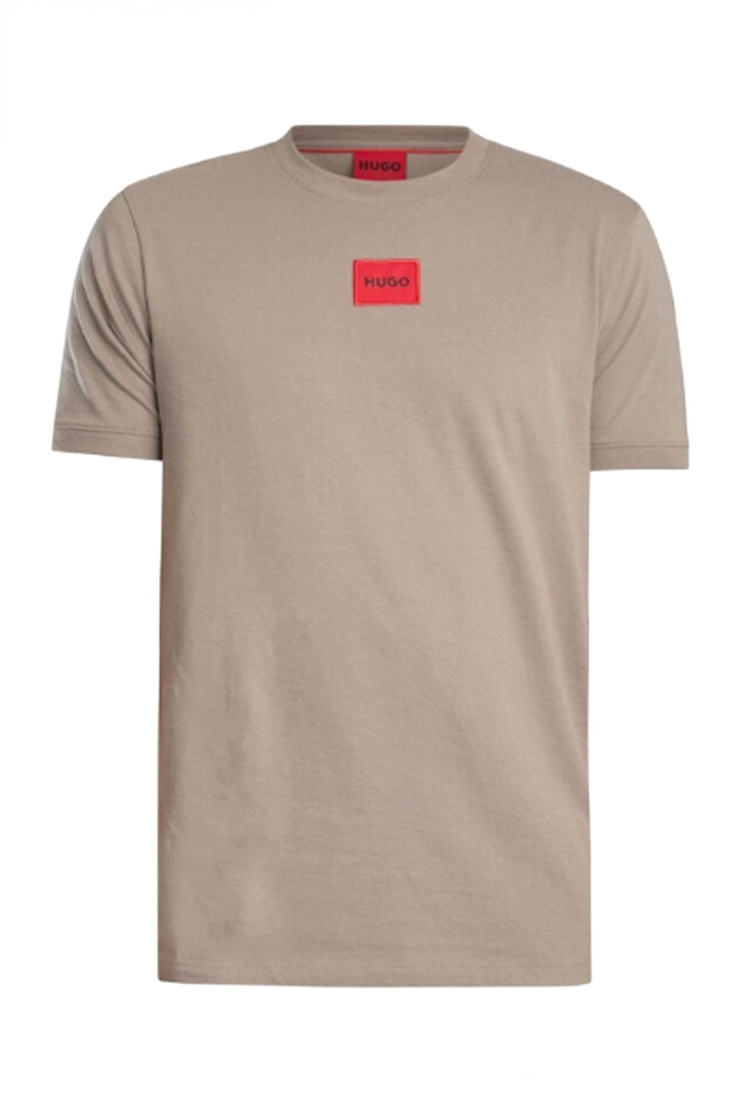 HUGO T-SHIRT DIRAGOLINO212 LOGO ΓΚΡΙ-ΚΑΦΕ