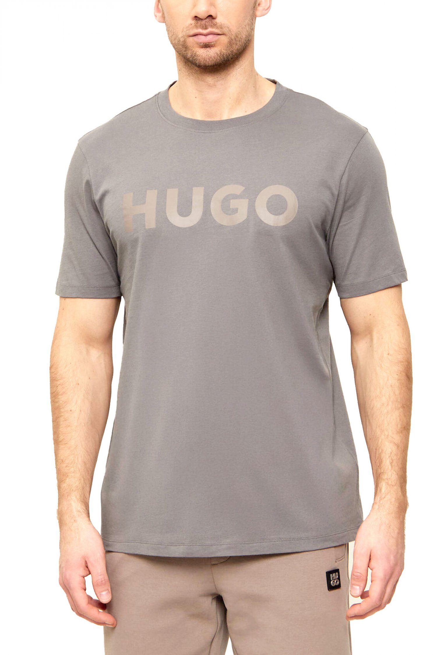 HUGO T-SHIRT DULIVIO LOGO ΓΚΡΙ